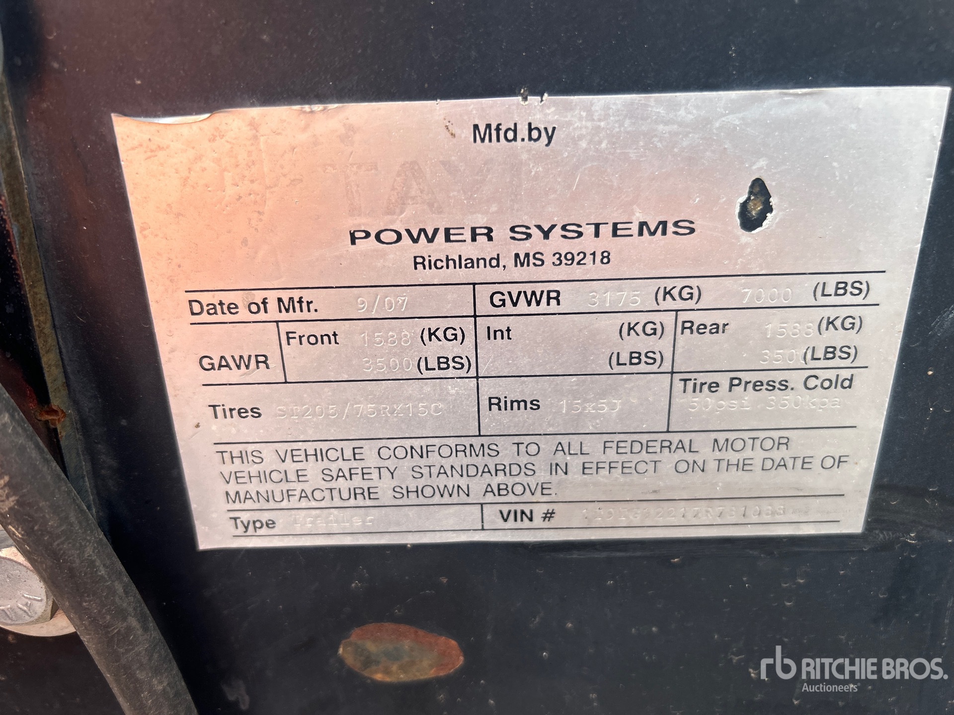 General Appearance with N.º de serie/VIN