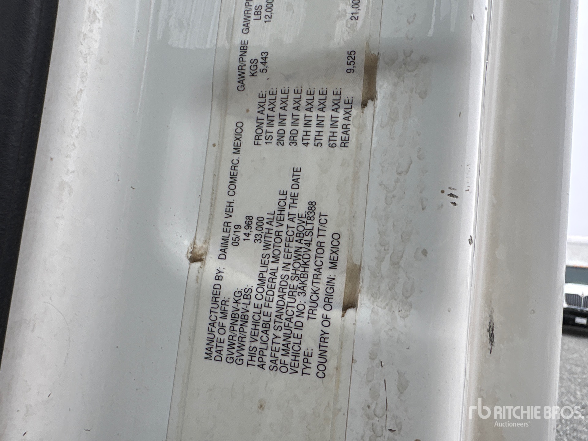 General Appearance with N.º de serie/VIN