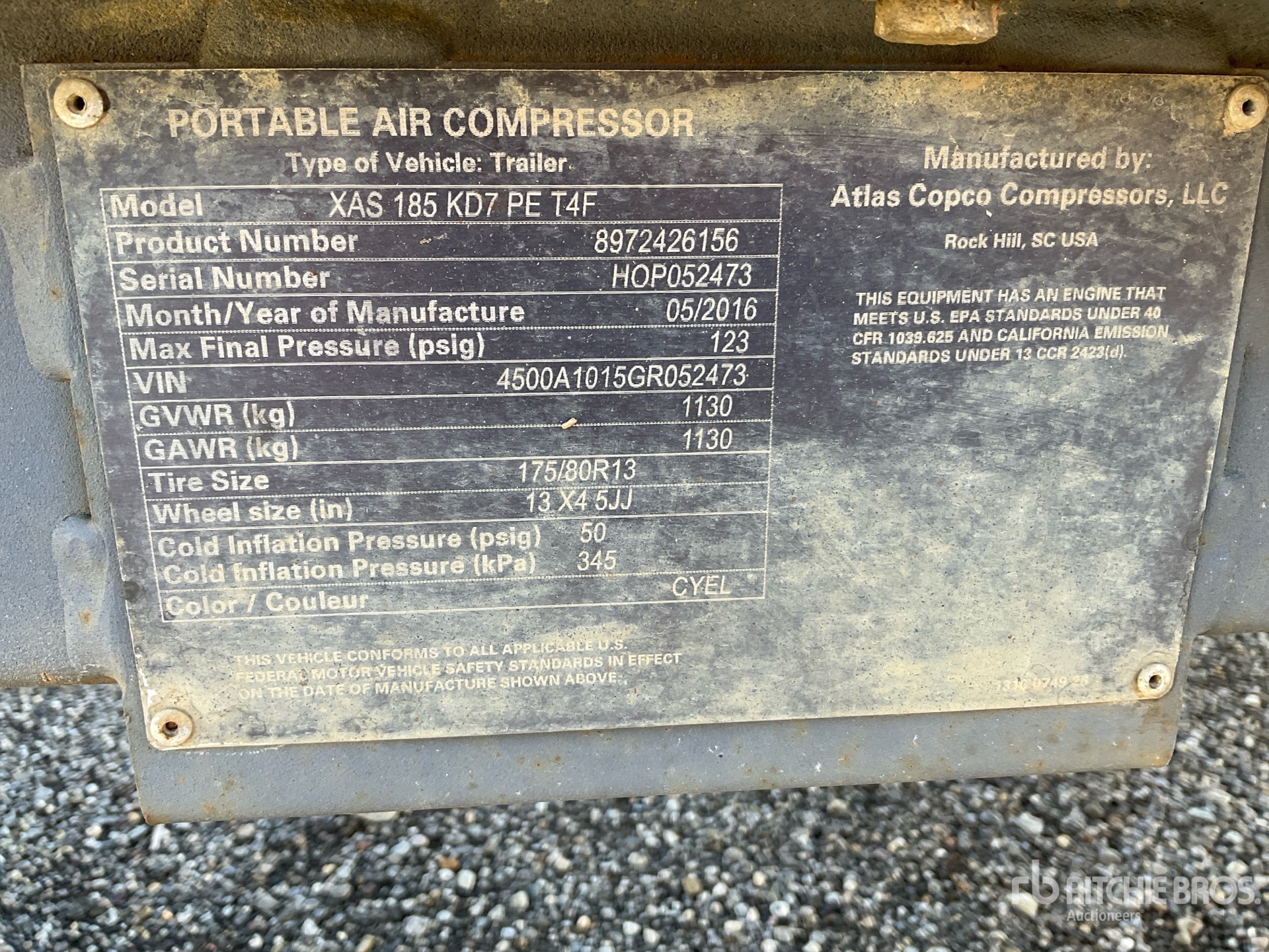 General Appearance with Serial Number / VIN