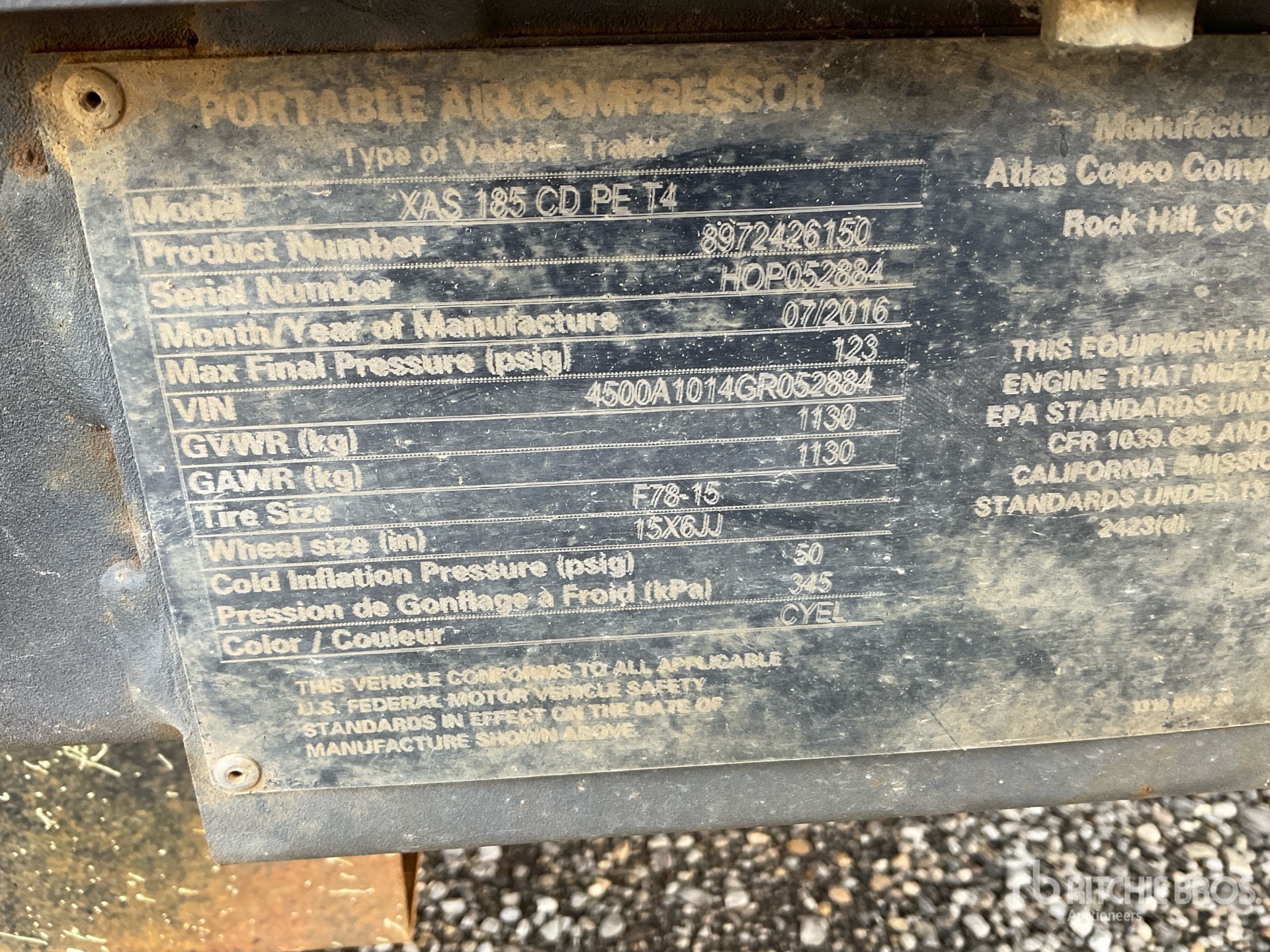 General Appearance with Serial Number / VIN