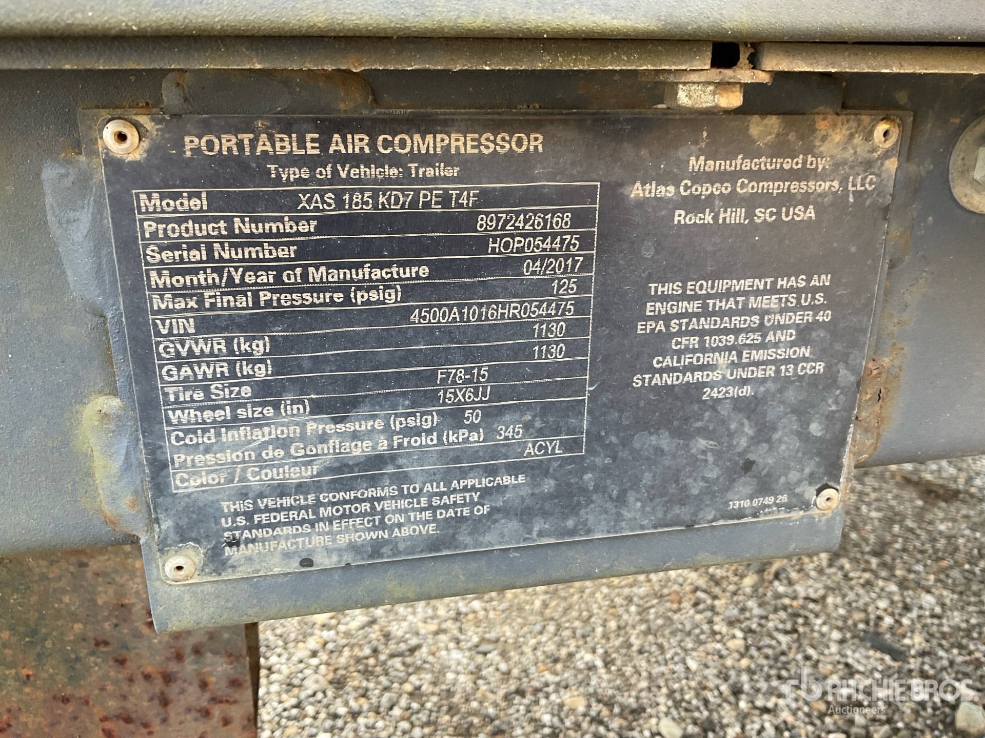 General Appearance with Serial Number / VIN