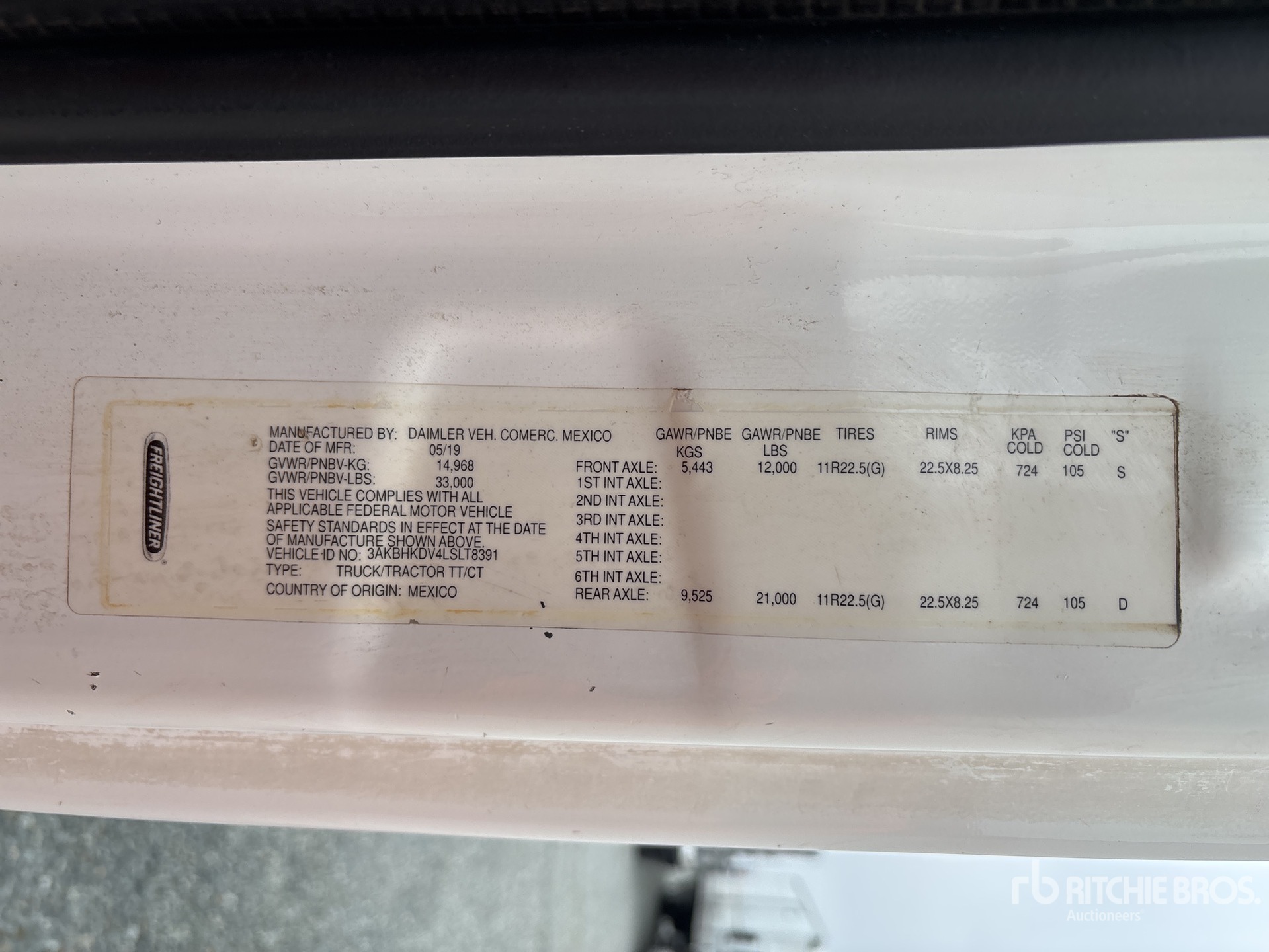 General Appearance with Serial Number / VIN