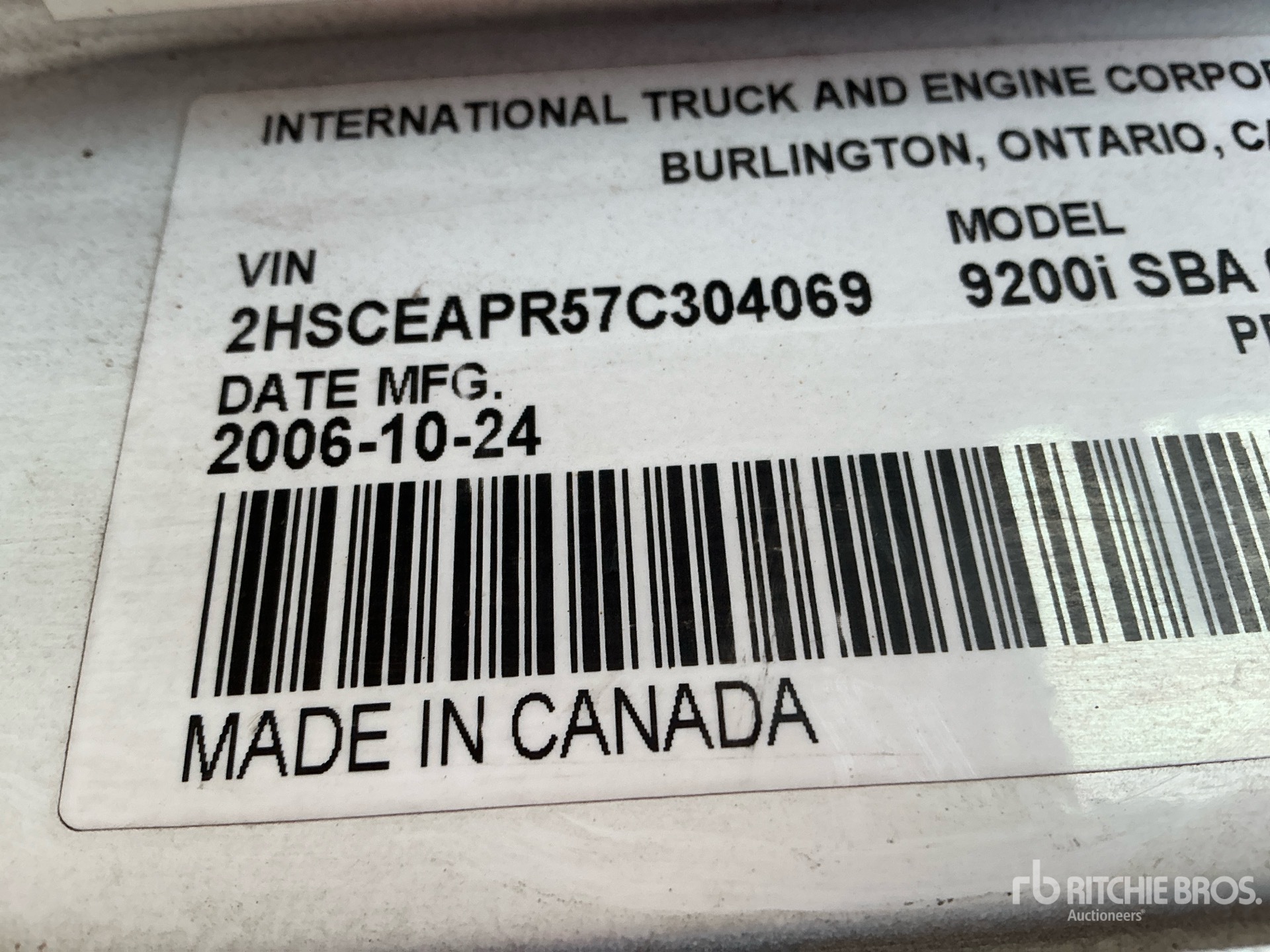 General Appearance with Serial Number / VIN