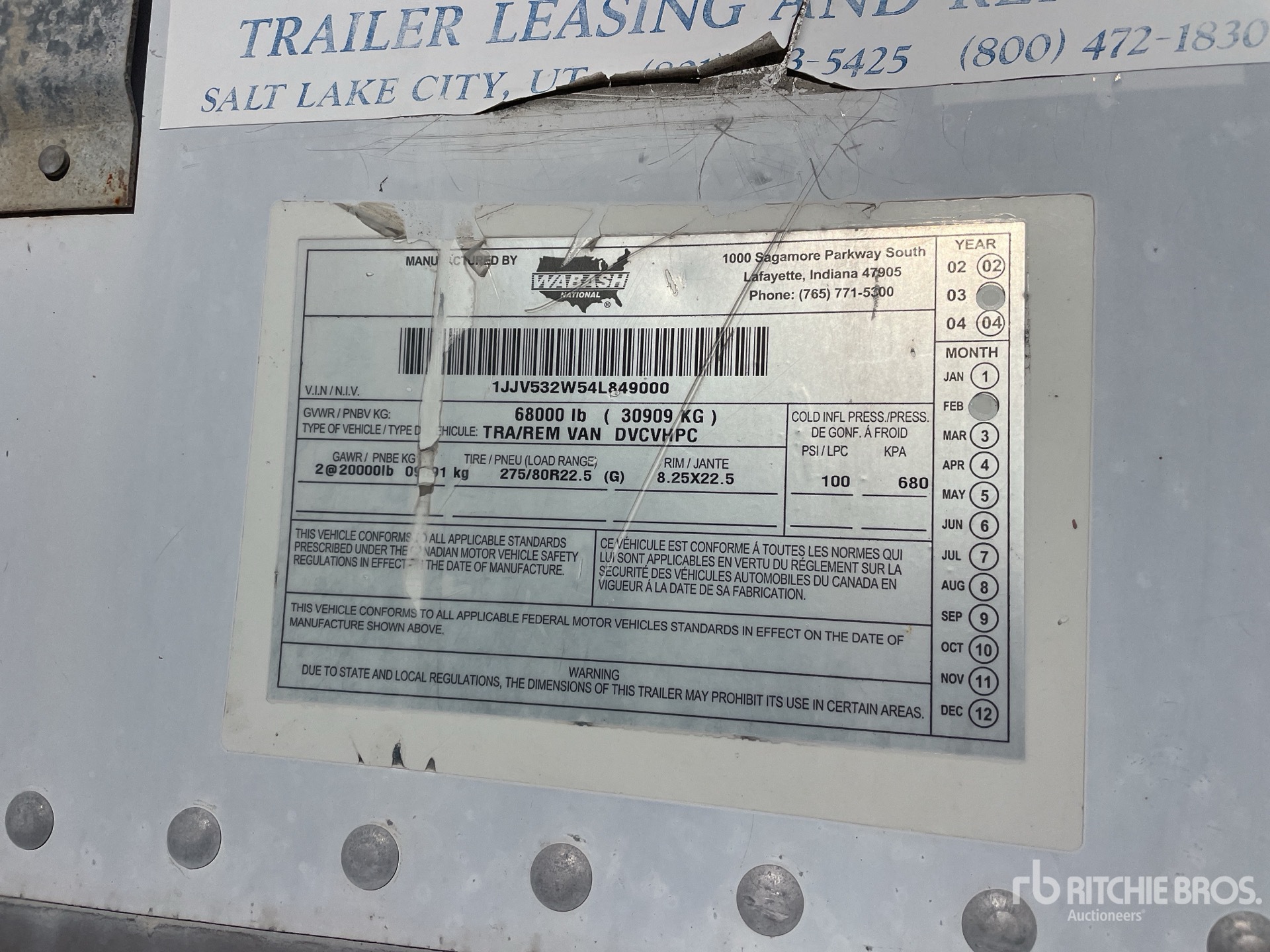 General Appearance with Serial Number / VIN