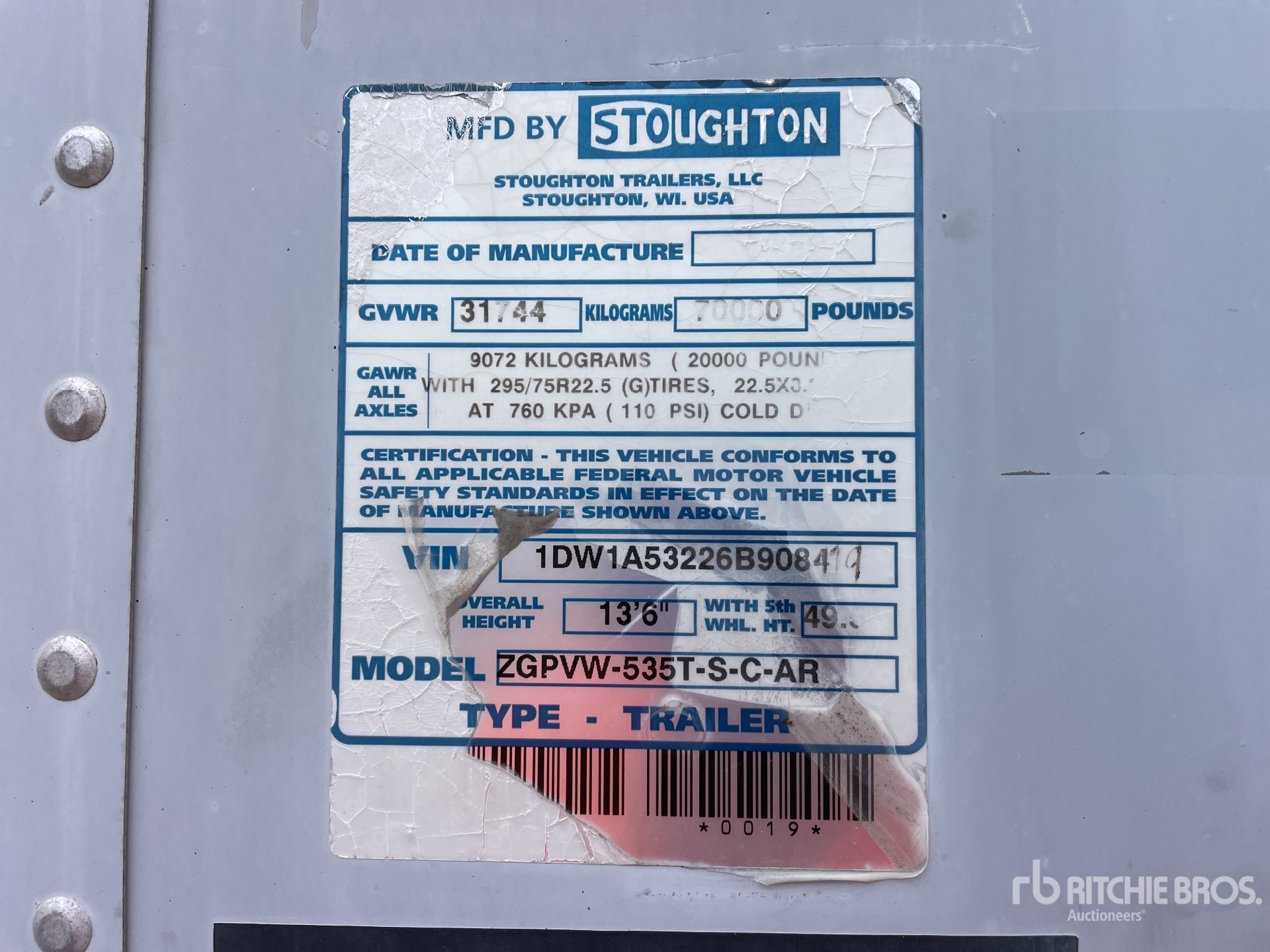 General Appearance with Serial Number / VIN