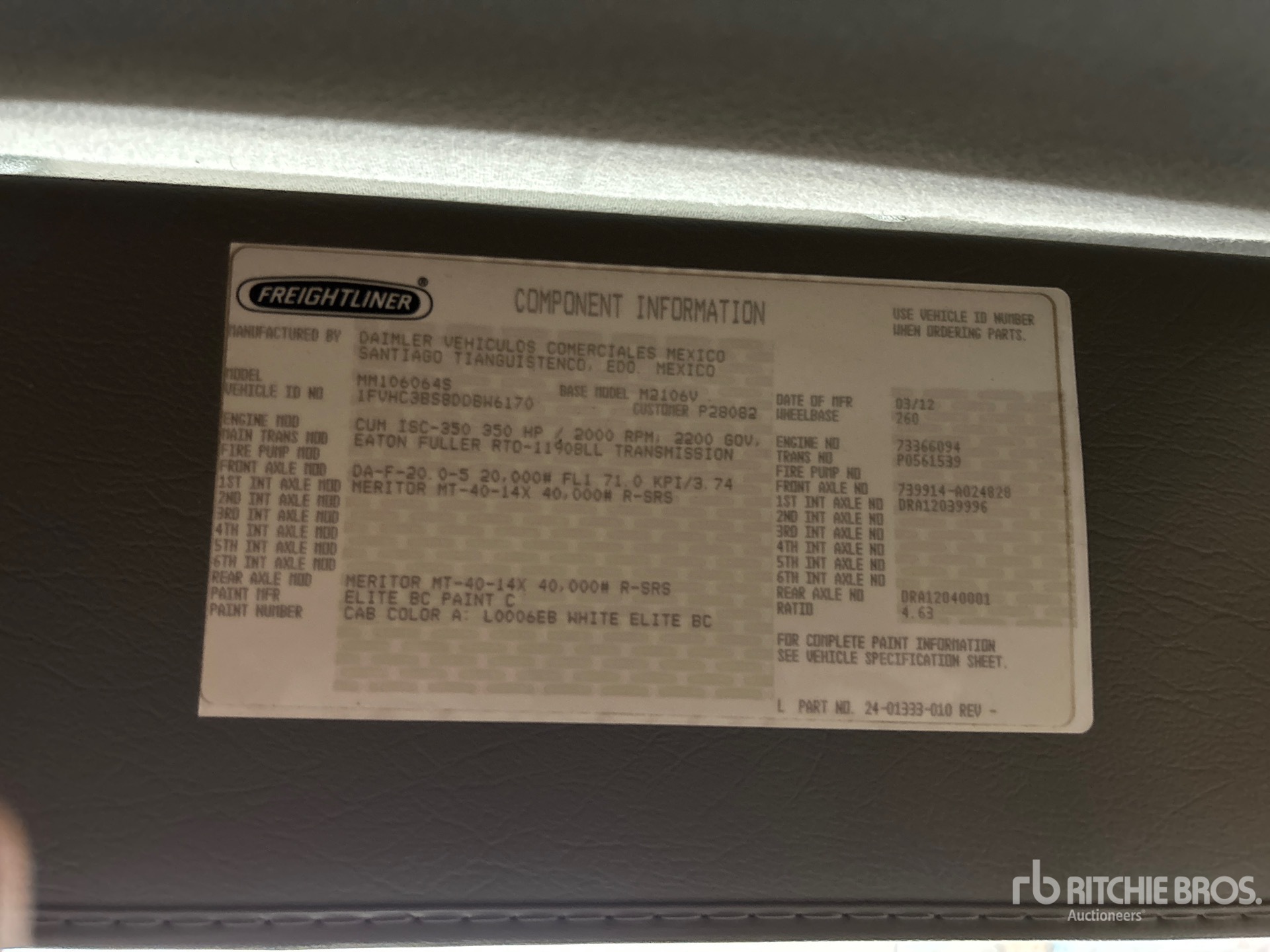 General Appearance with Numéro de série/Numéro d'identification du véhicule automobile