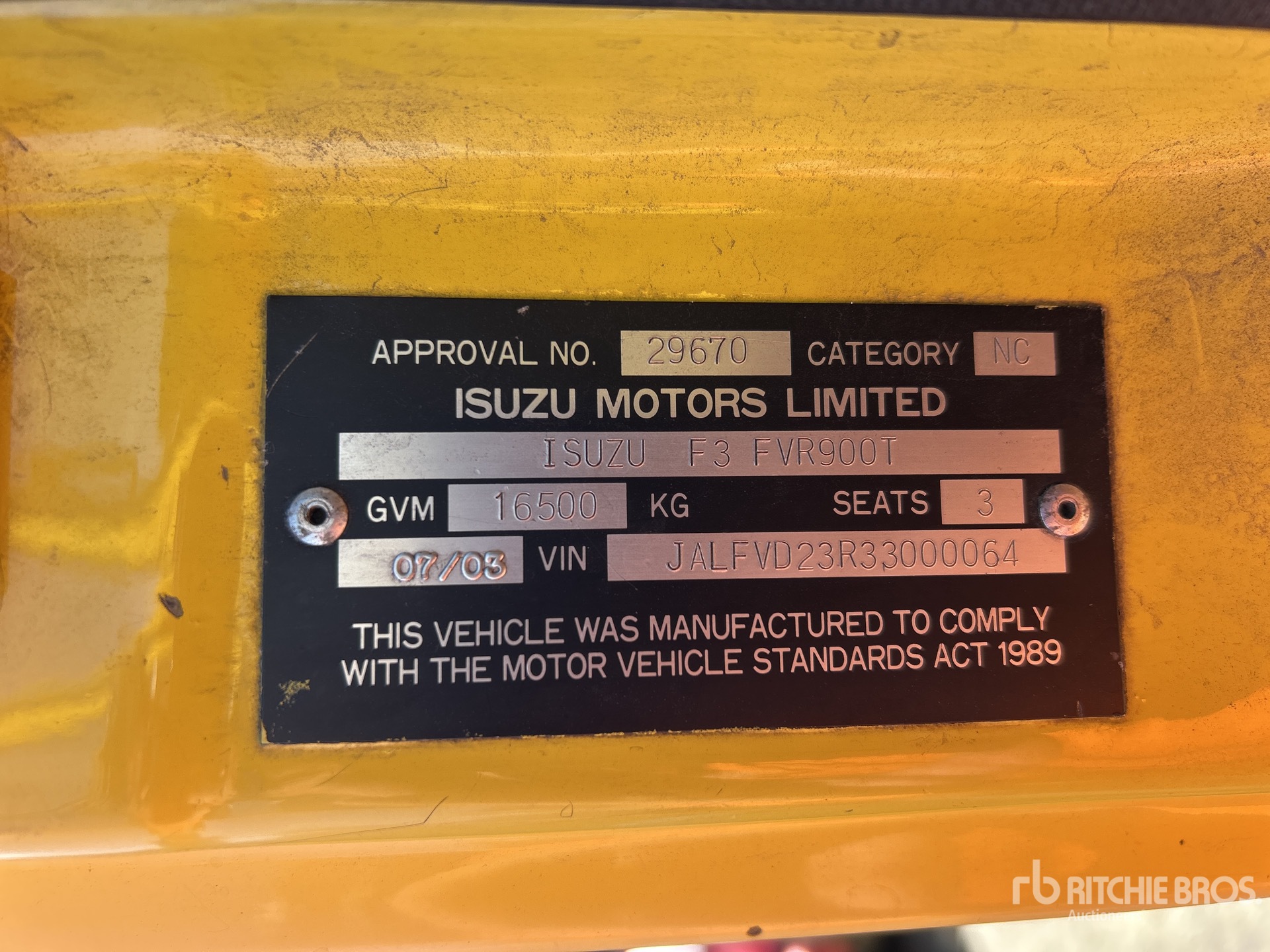 General Appearance with N.º de serie/VIN