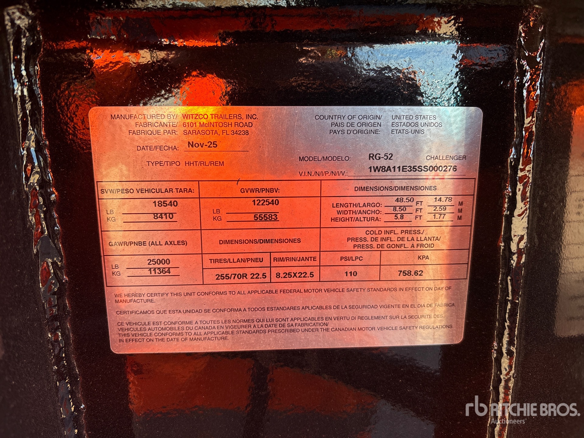 General Appearance with Serial Number / VIN