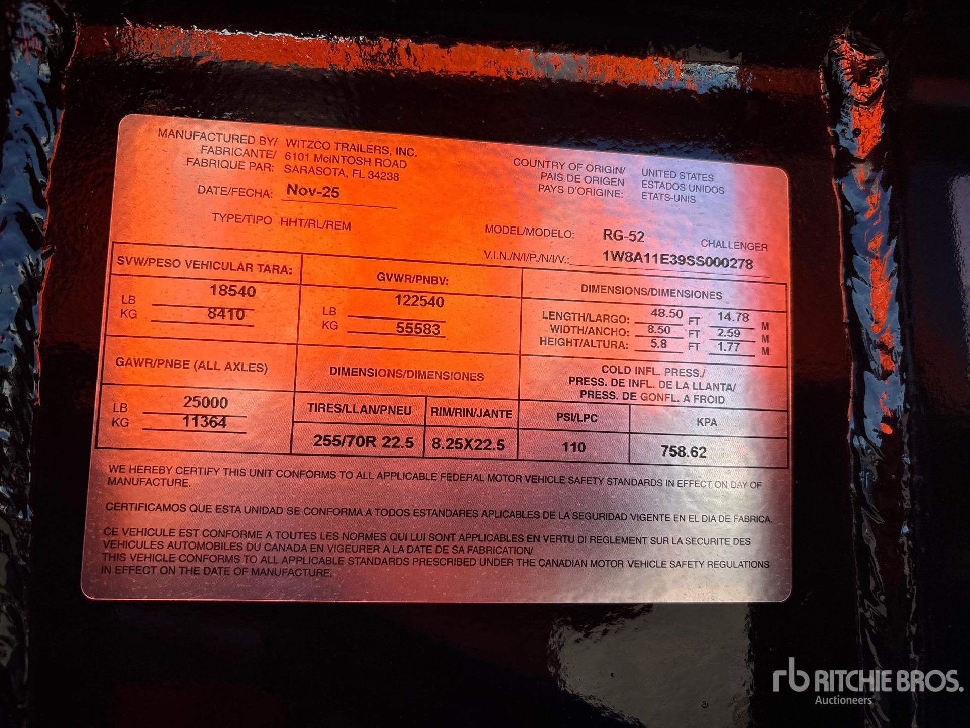 General Appearance with Serial Number / VIN