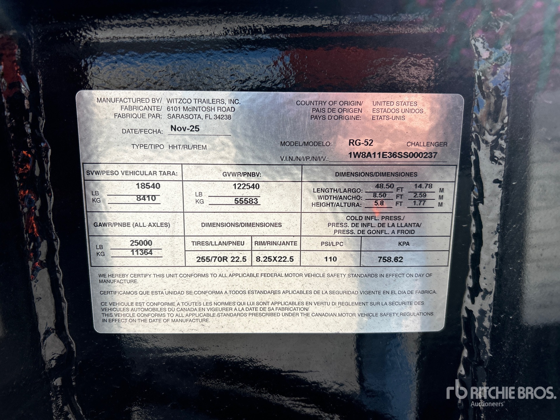 General Appearance with Serial Number / VIN