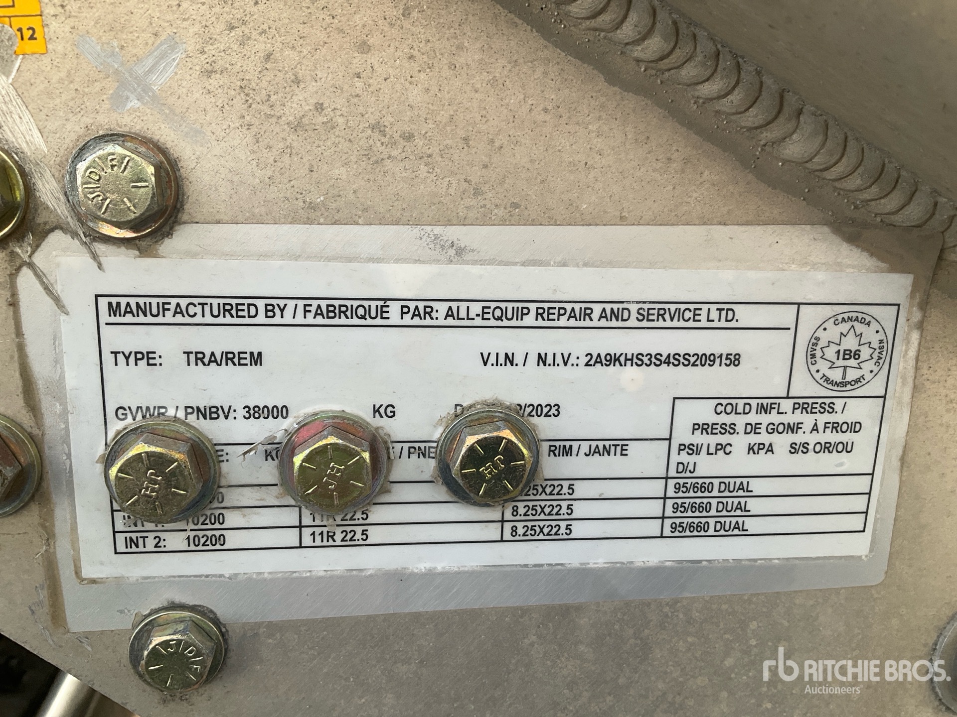 General Appearance with Serial Number / VIN