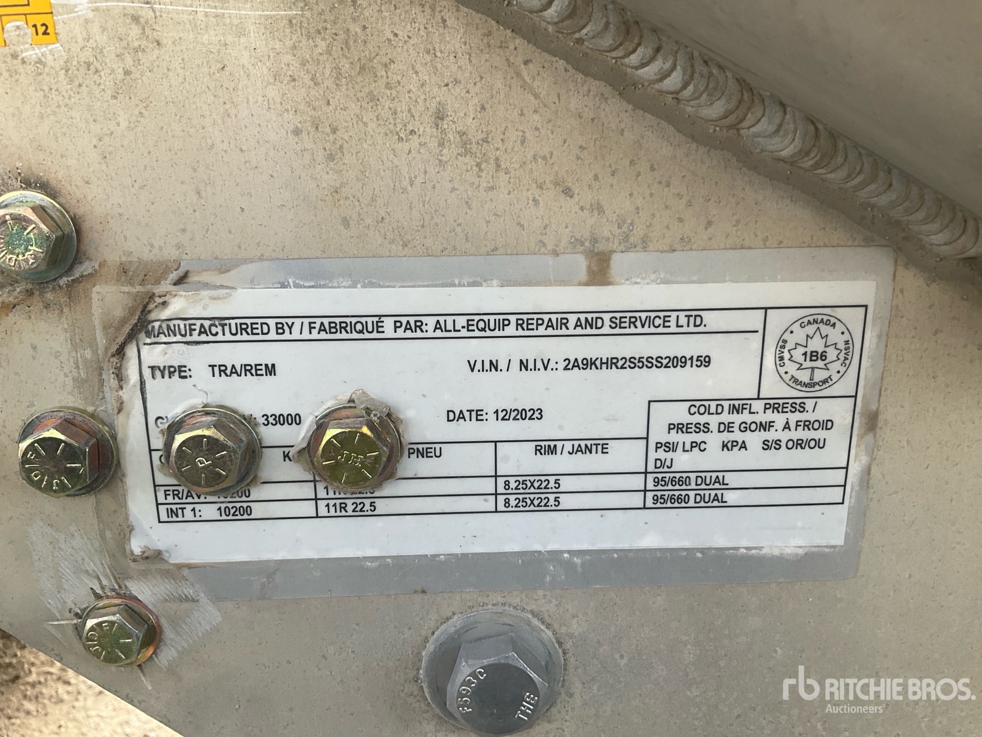 General Appearance with Serial Number / VIN