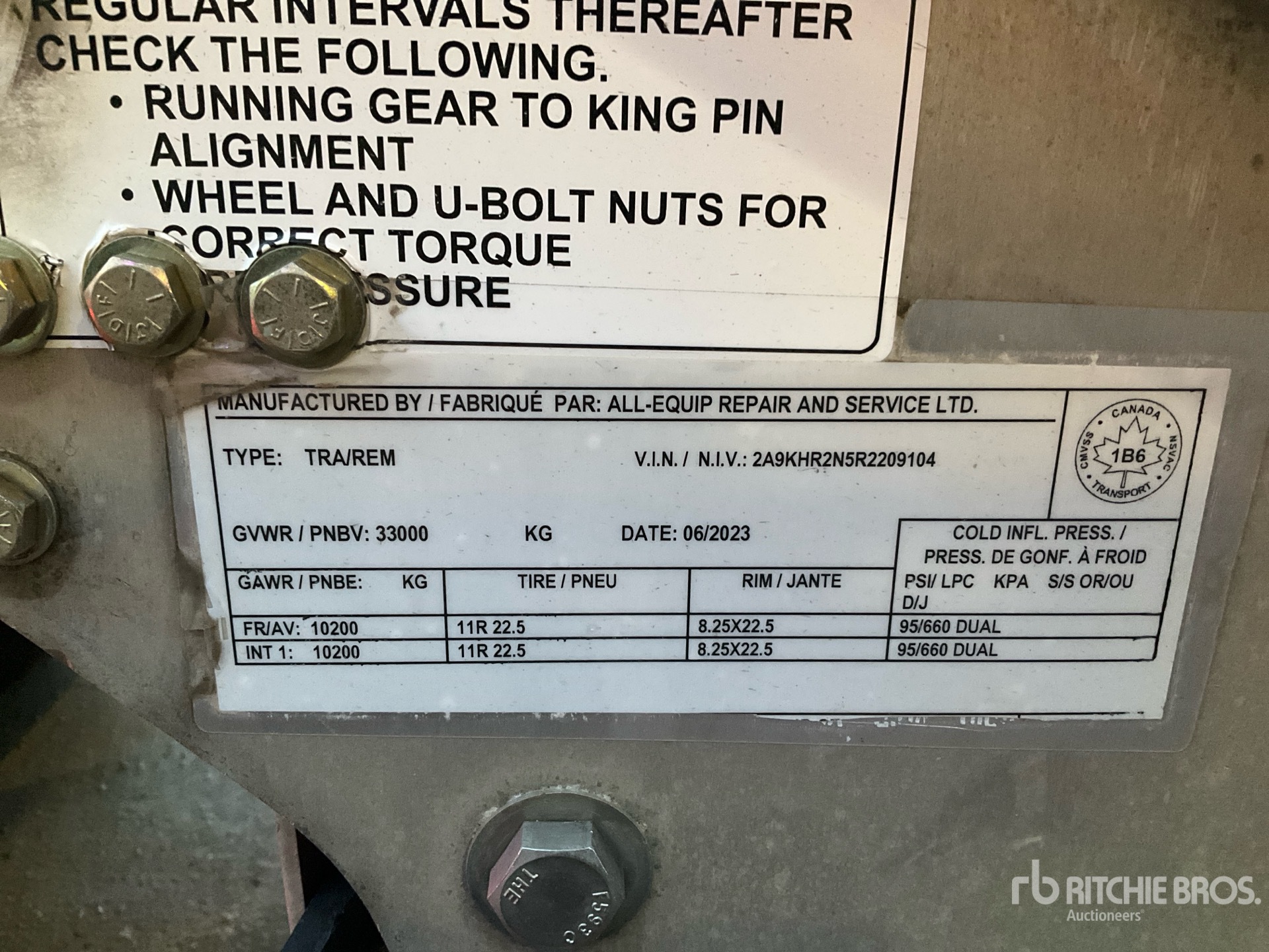 General Appearance with Serial Number / VIN