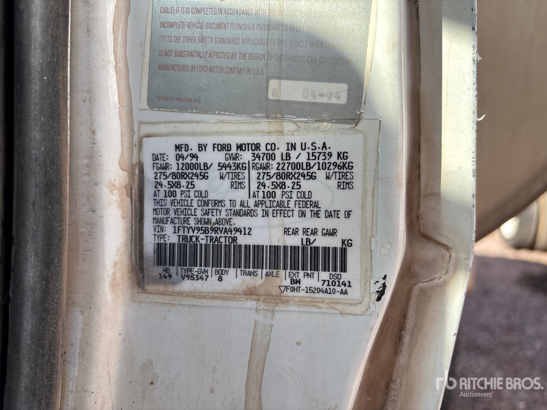 General Appearance with Serial Number / VIN