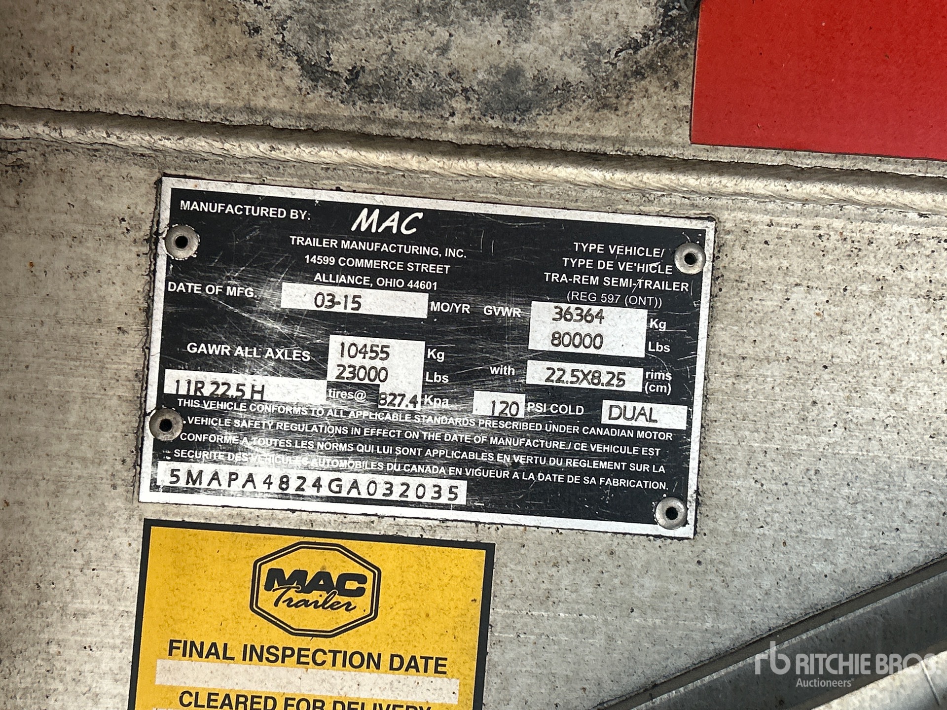 General Appearance with Serial Number / VIN