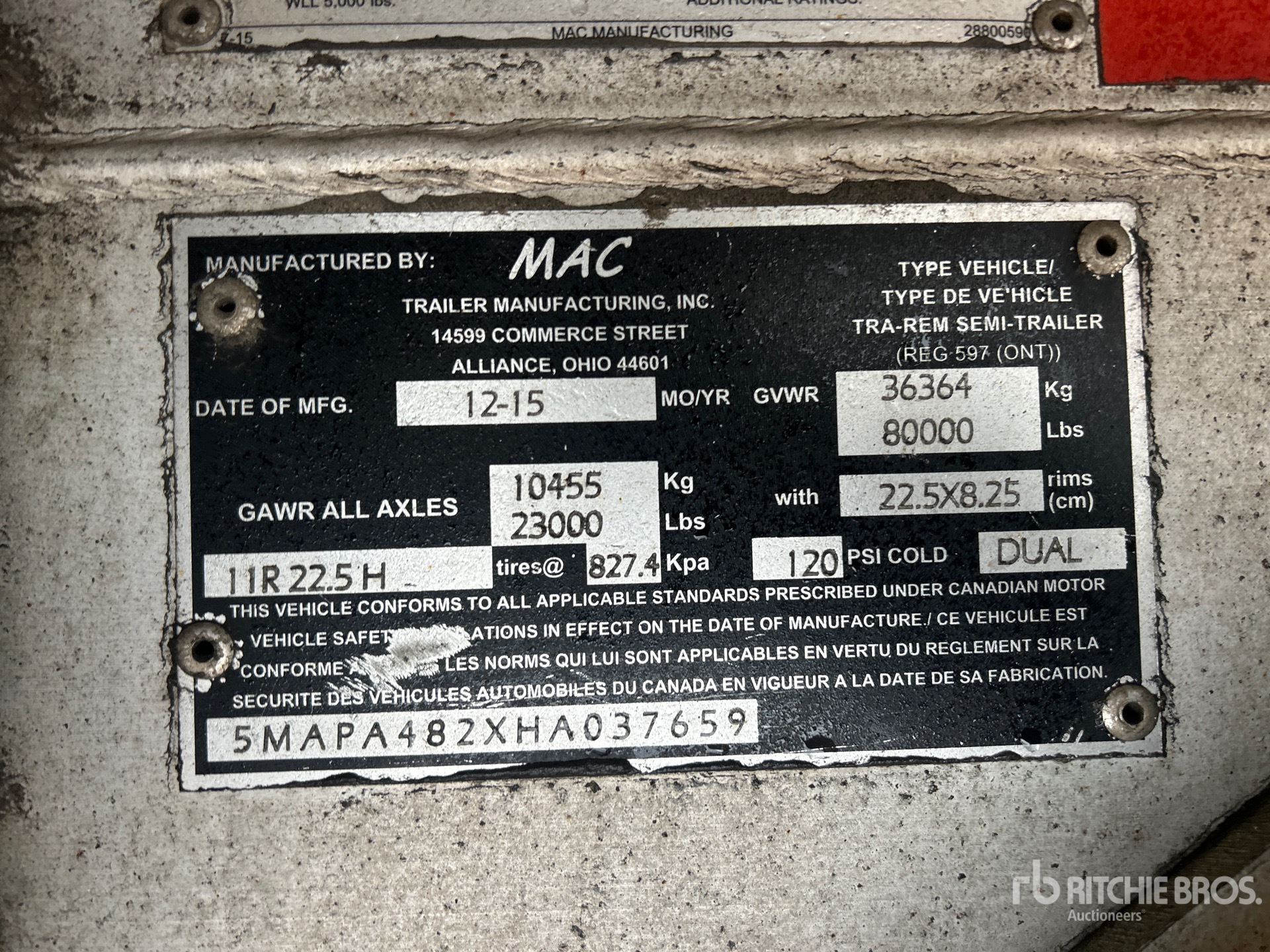 General Appearance with Serial Number / VIN