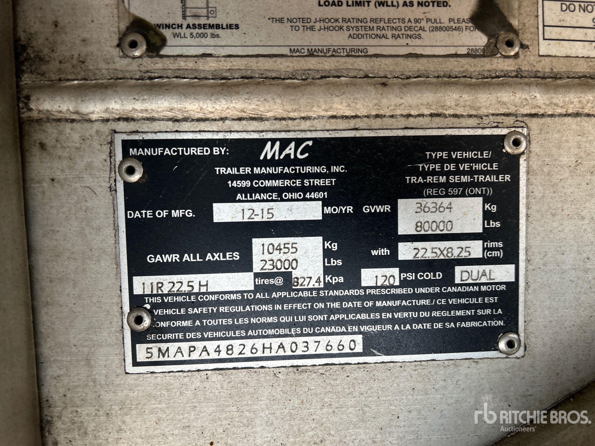 General Appearance with Serial Number / VIN