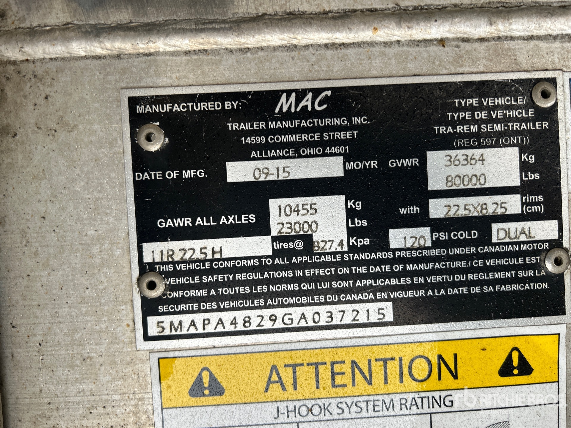 General Appearance with Serial Number / VIN