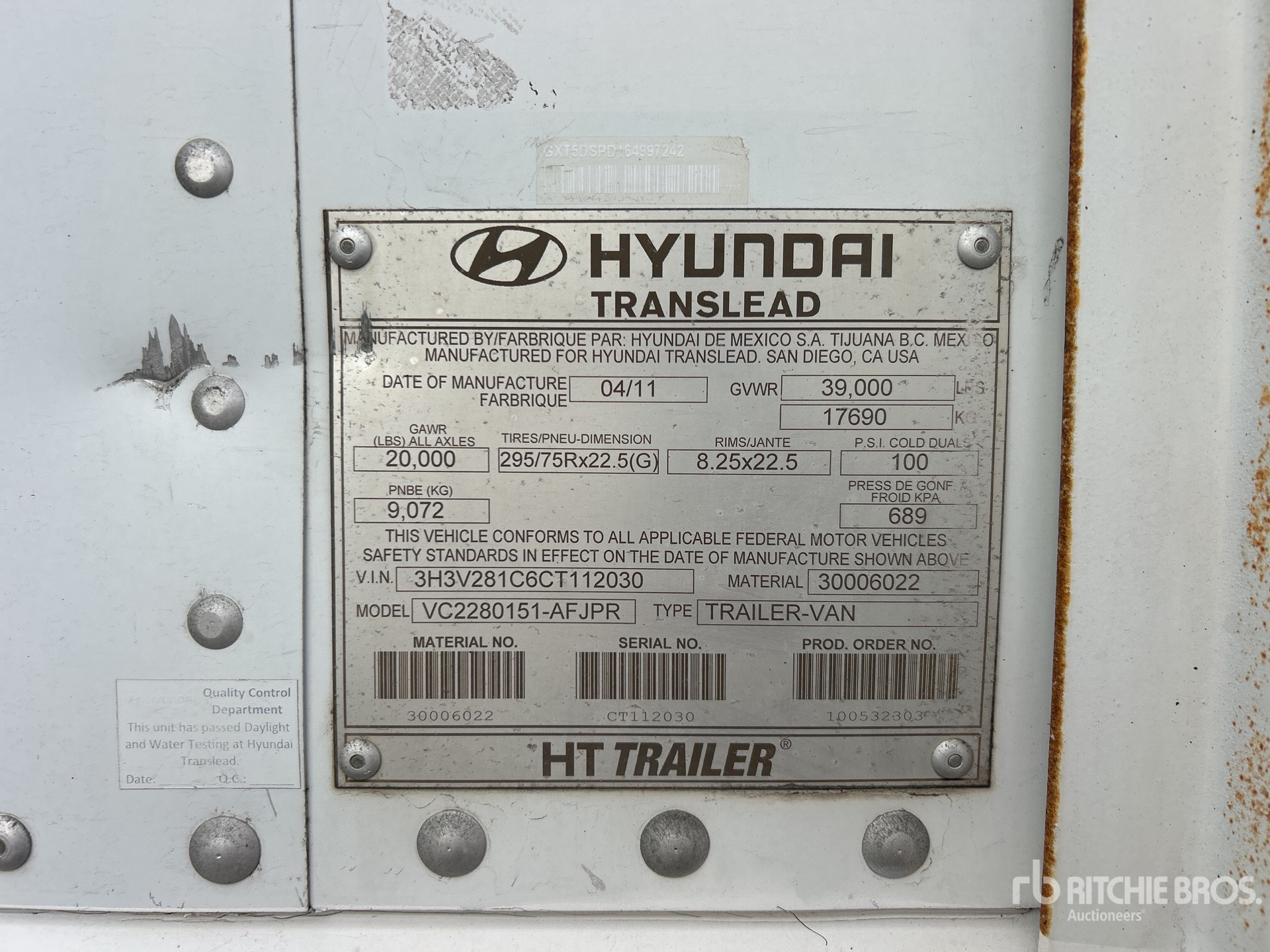 General Appearance with Serial Number / VIN