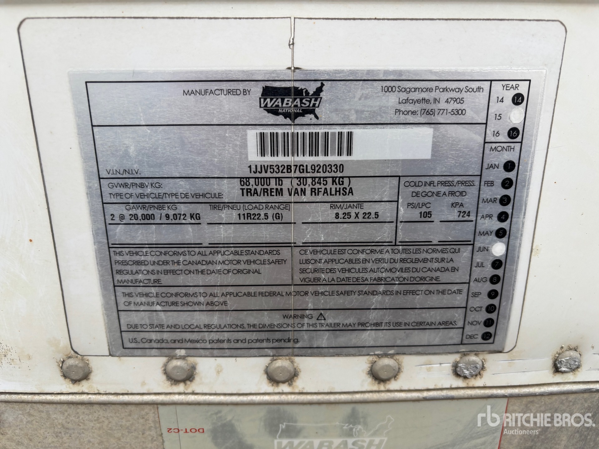 General Appearance with Serial Number / VIN