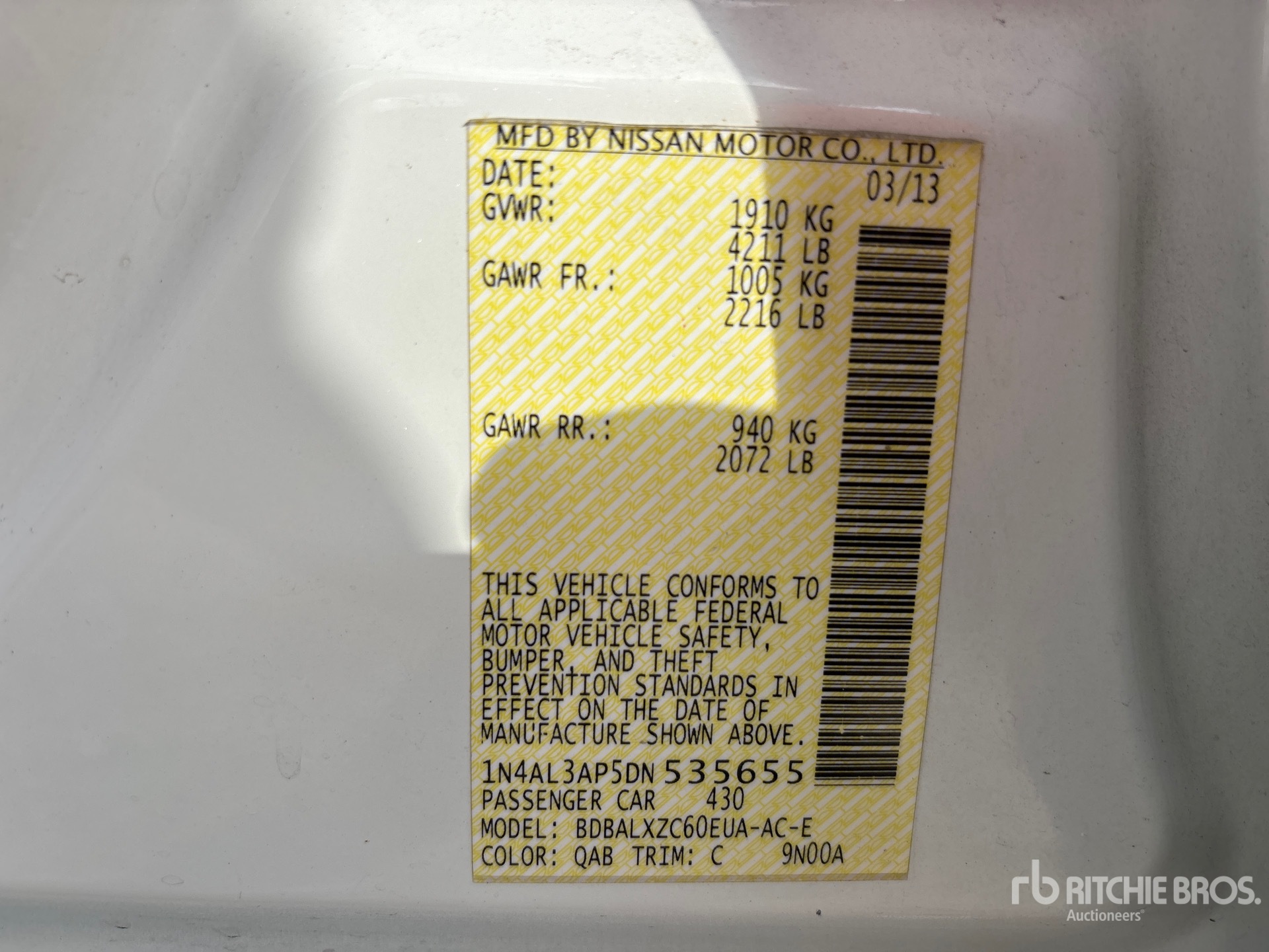 General Appearance with Serial Number / VIN