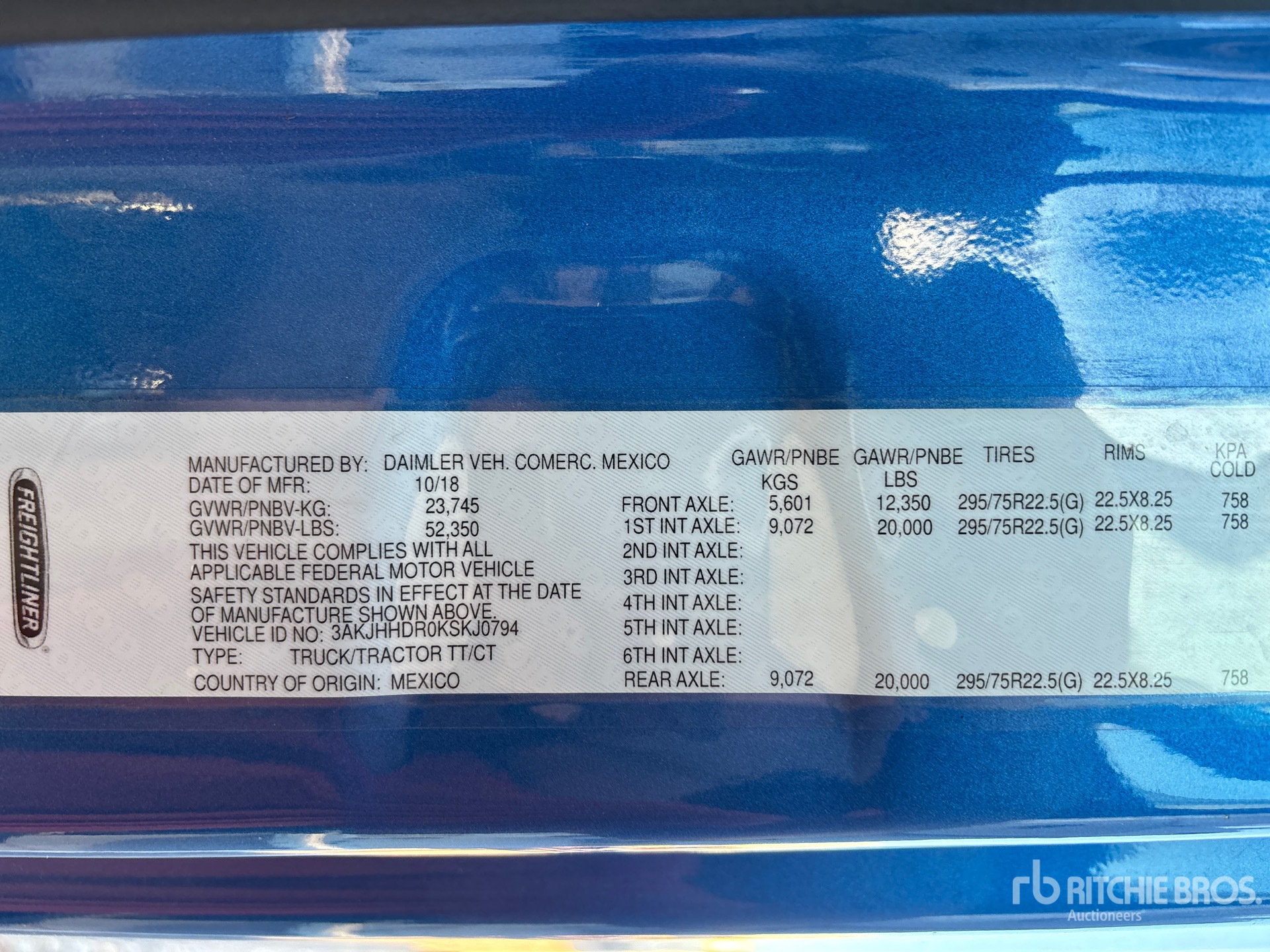 General Appearance with Serial Number / VIN