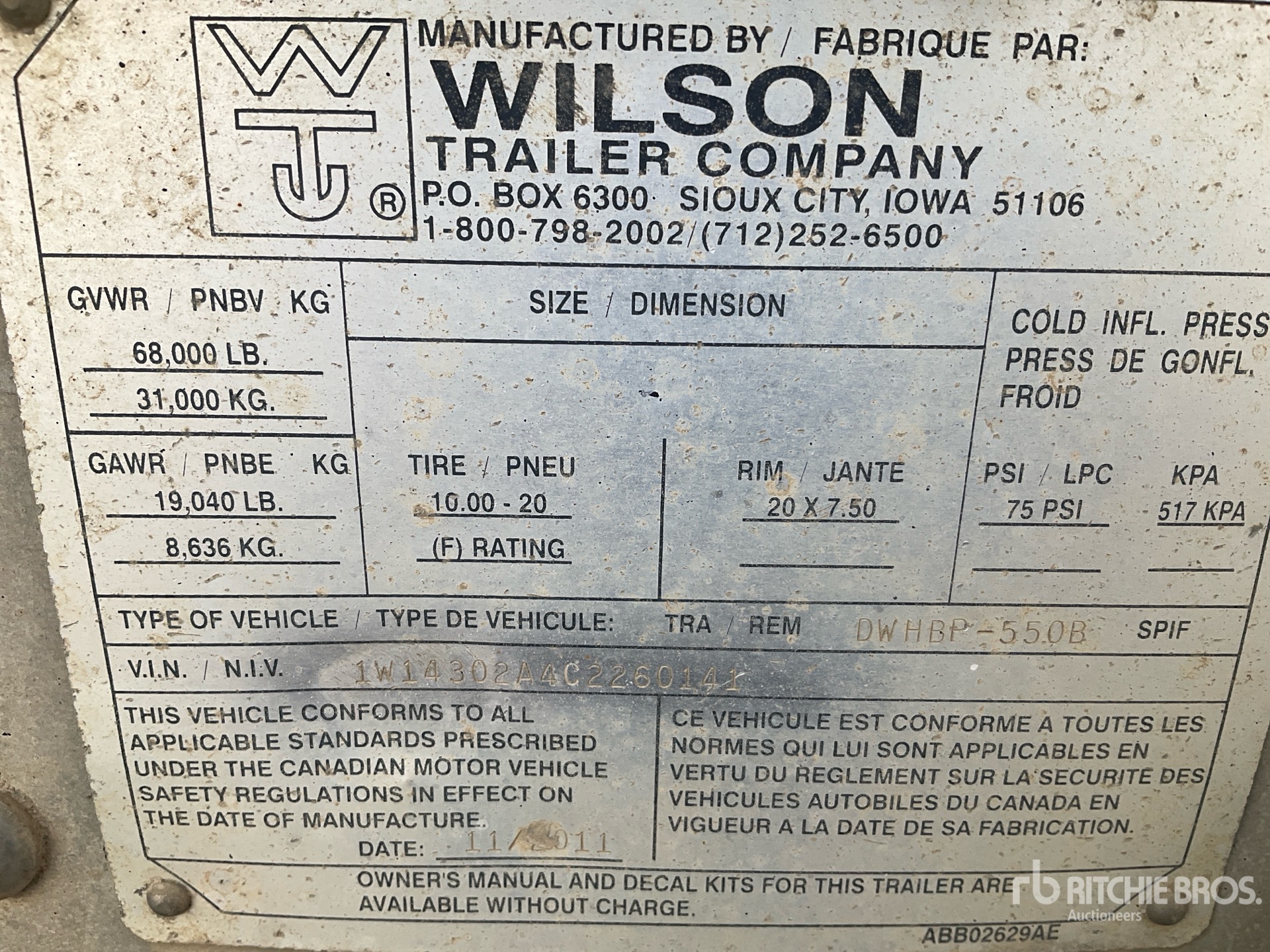 General Appearance with Serial Number / VIN