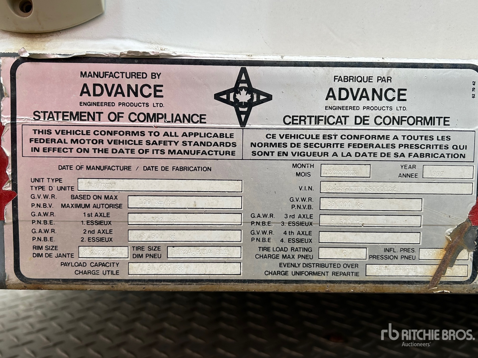 General Appearance with Serial Number / VIN
