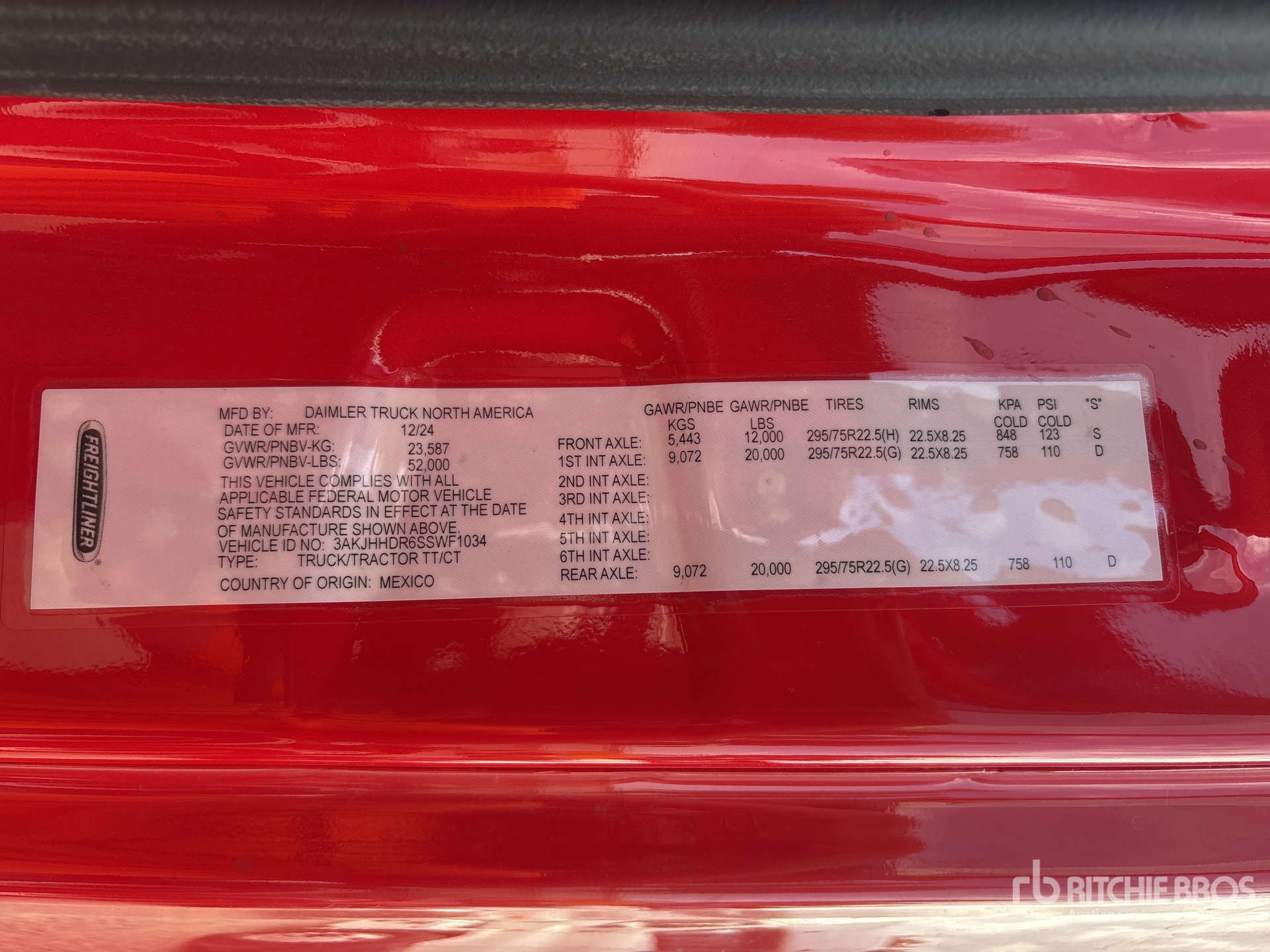 General Appearance with Serial Number / VIN