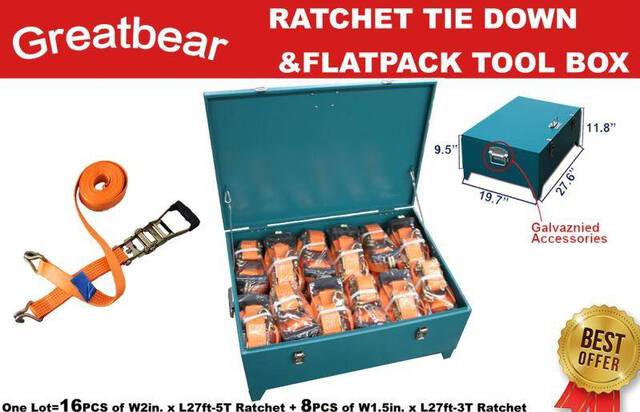 Greatbear 16Pcs of W2in. x L27ft Ratchet Tie Down (Unused)