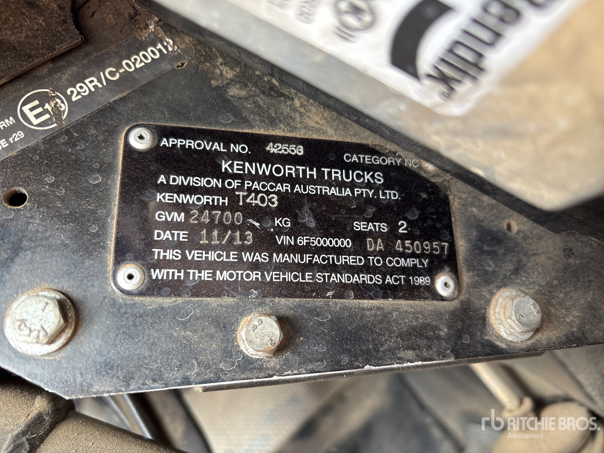 General Appearance with Serial Number / VIN