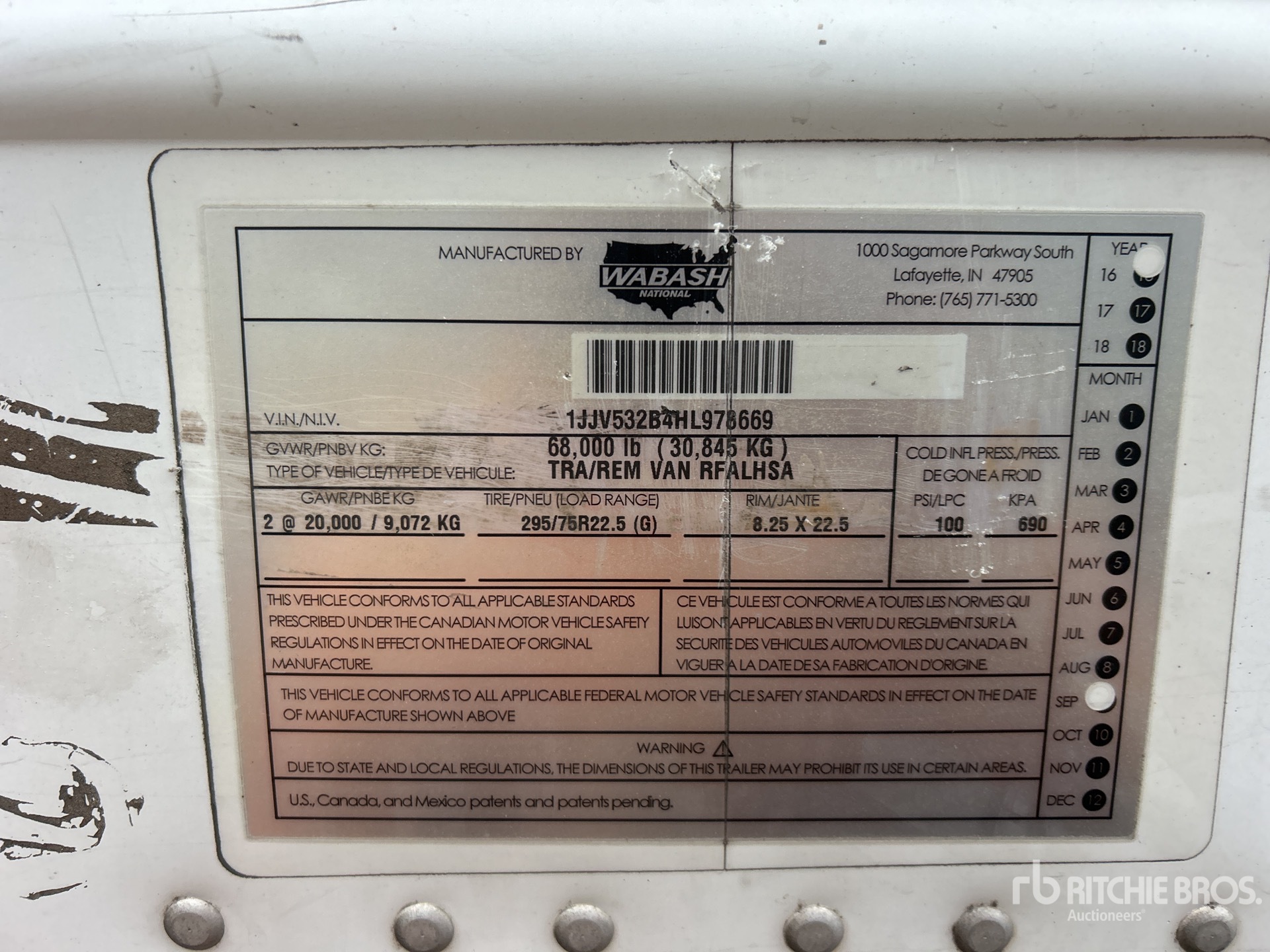 General Appearance with Serial Number / VIN