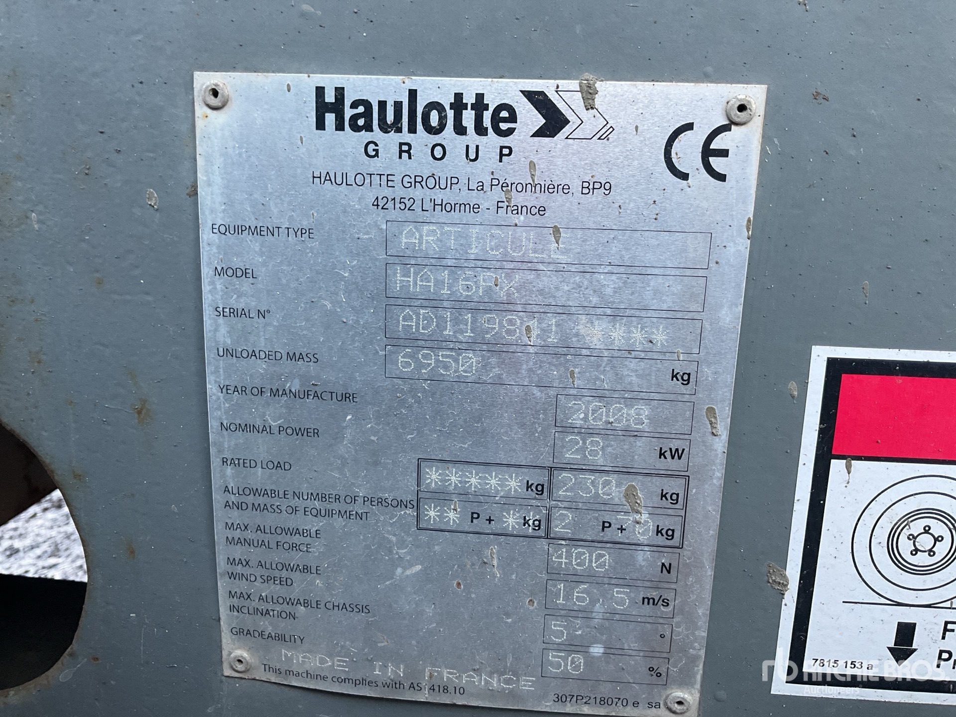 General Appearance with N.º de serie/VIN