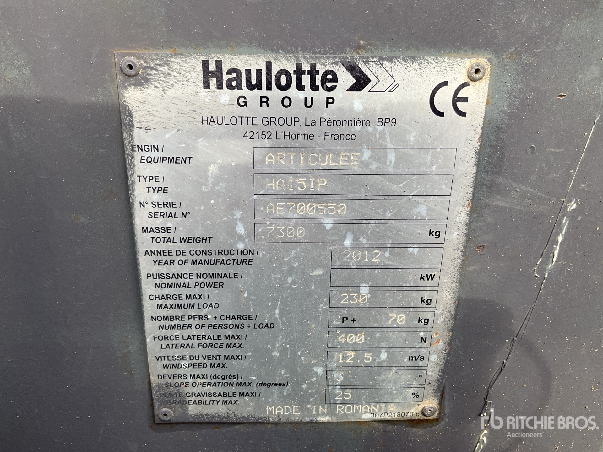 General Appearance with Serial Number / VIN