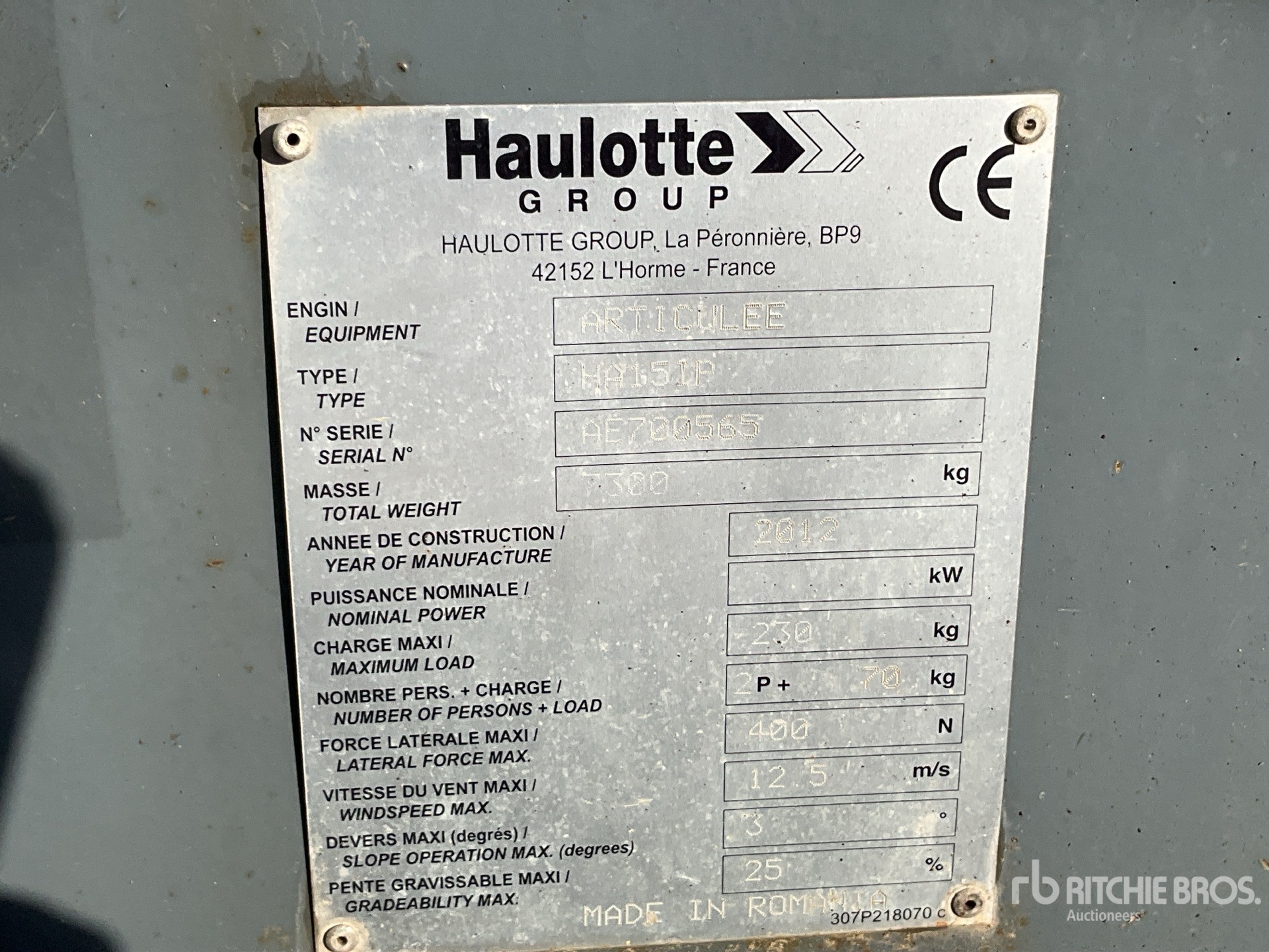 General Appearance with Serial Number / VIN