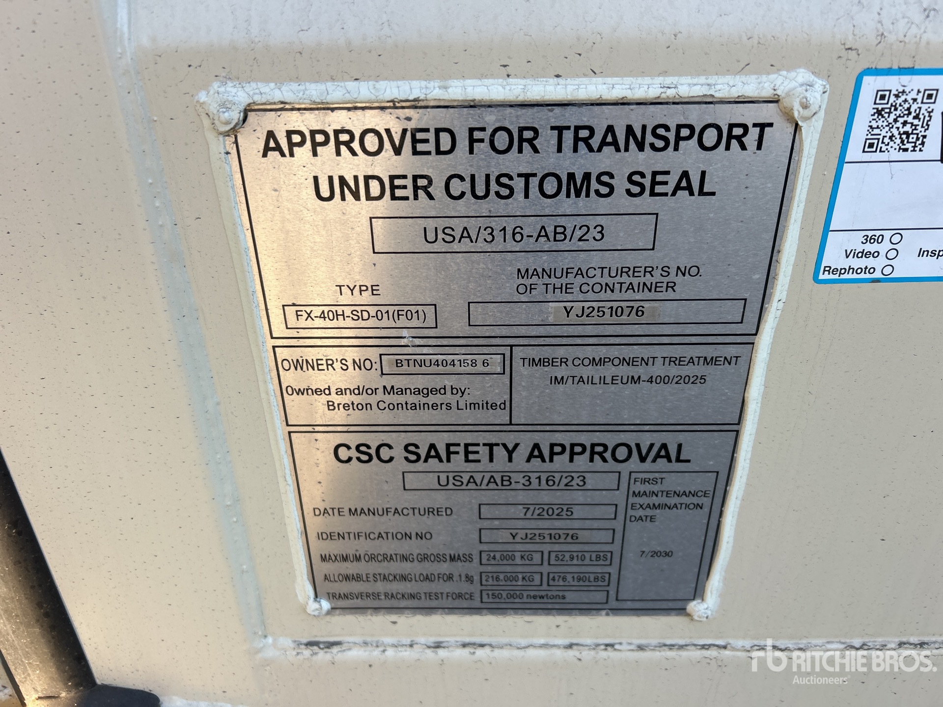 General Appearance with Serial Number / VIN