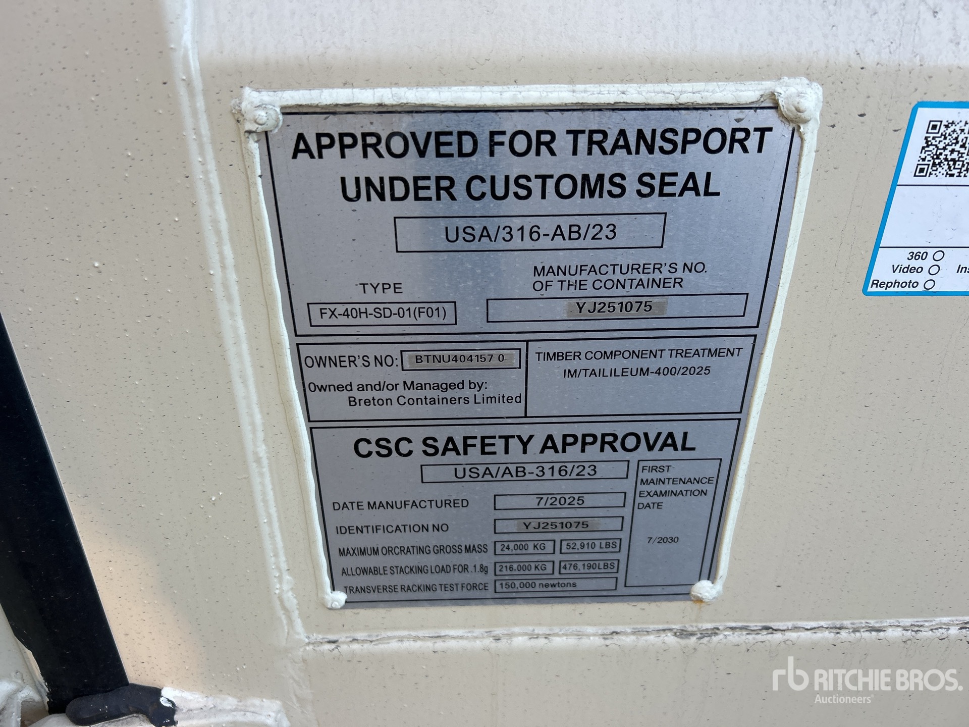 General Appearance with Serial Number / VIN