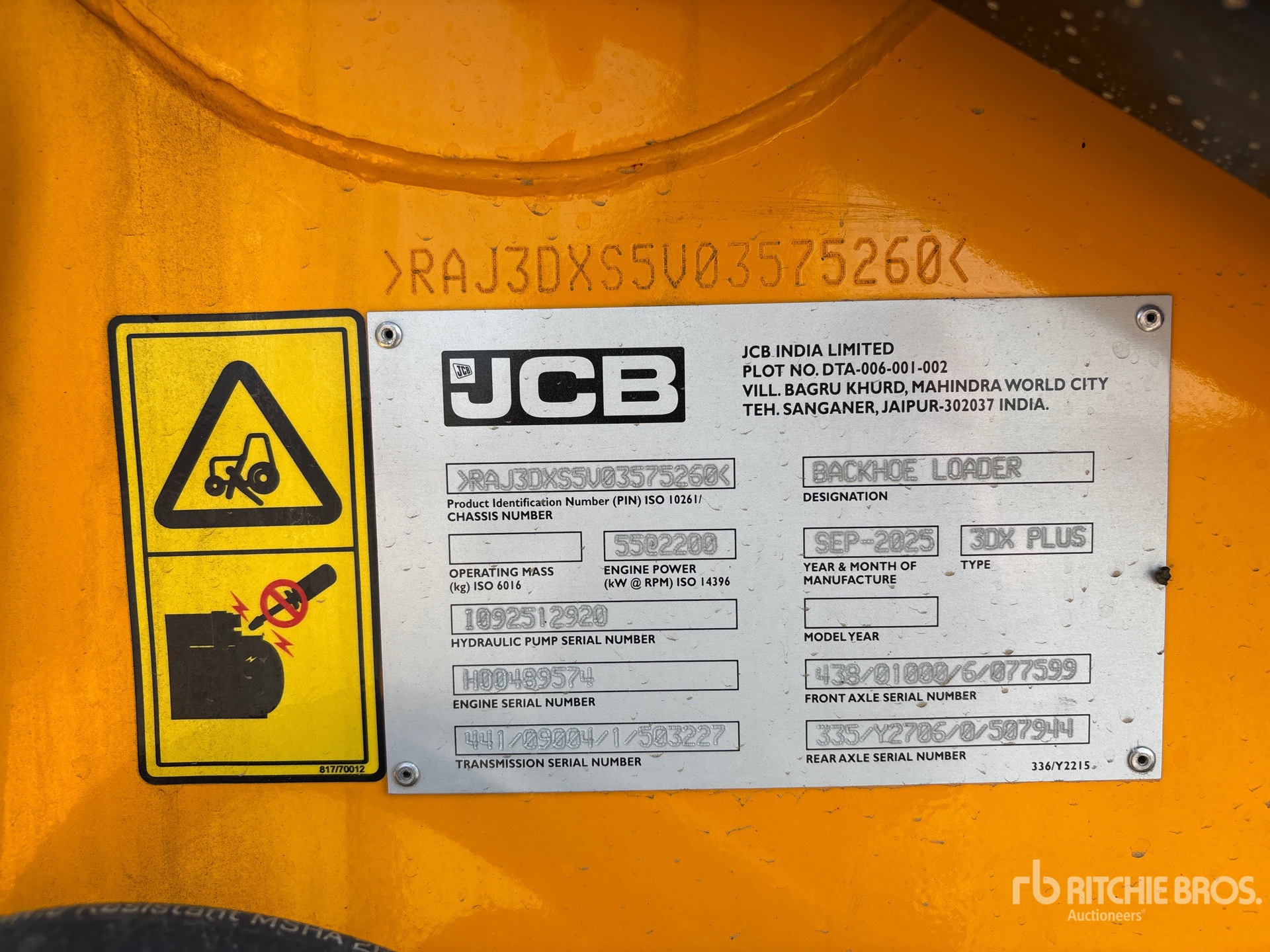 General Appearance with Serial Number / VIN