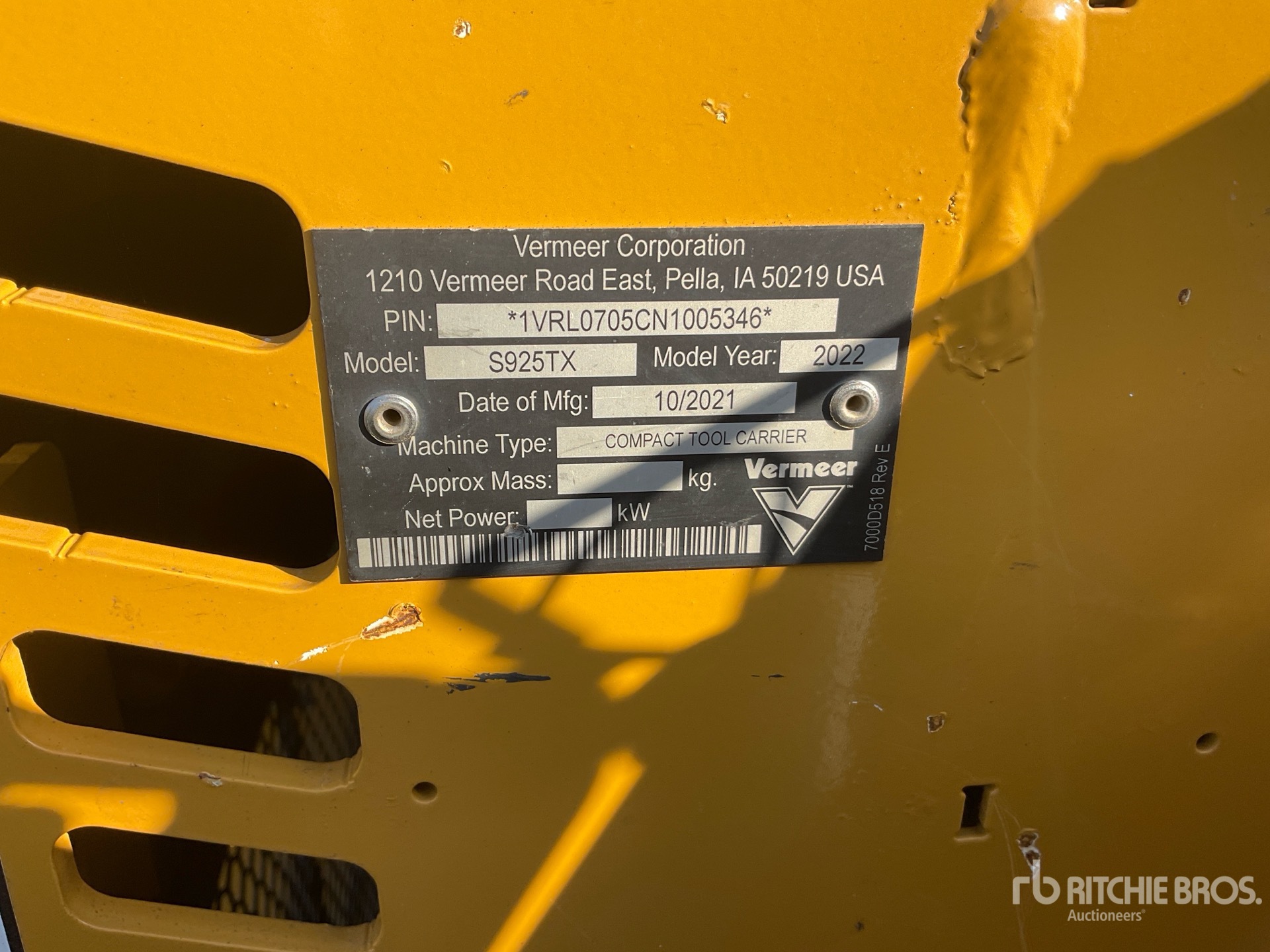 General Appearance with Serial Number / VIN