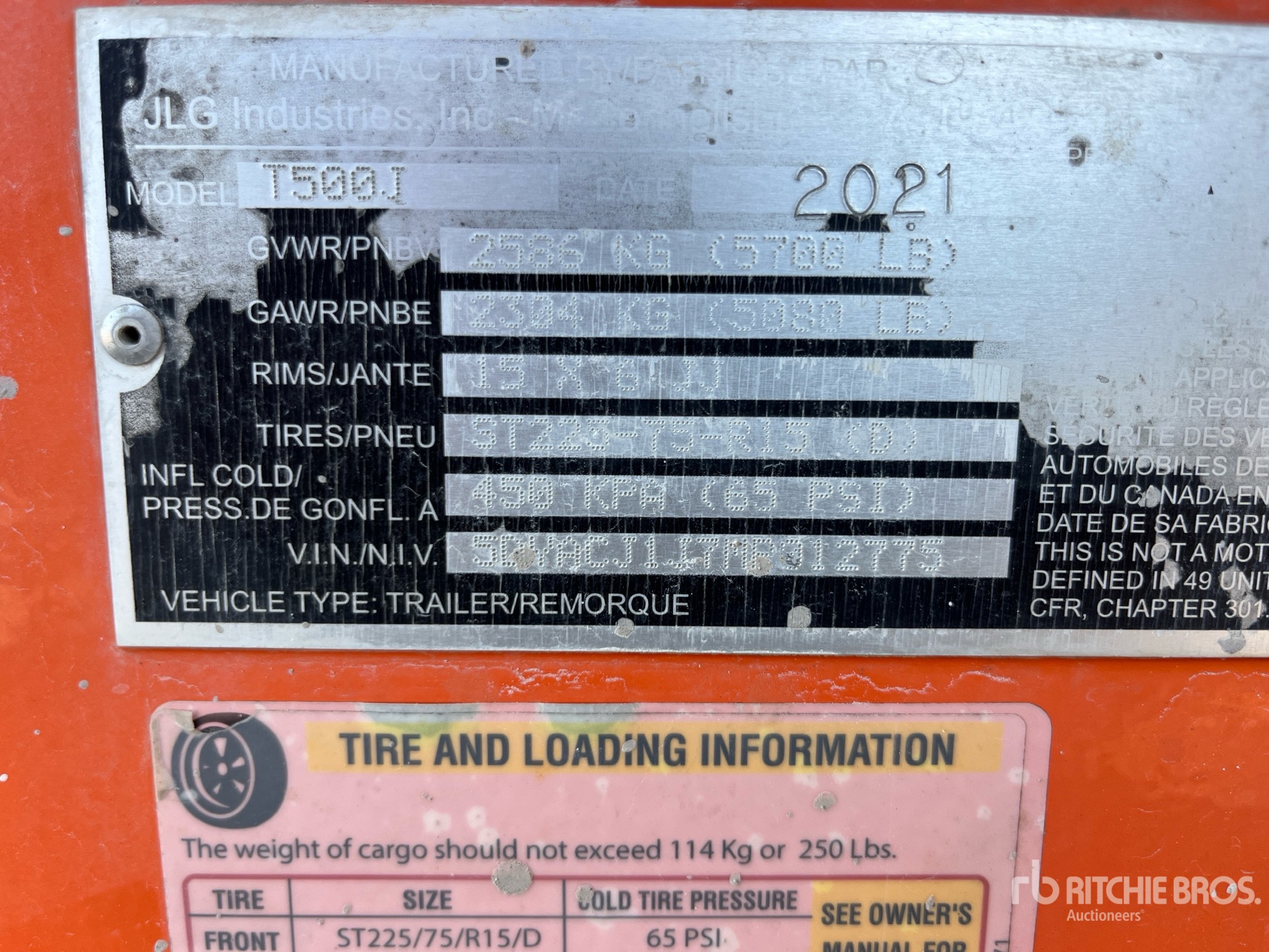 General Appearance with Serial Number / VIN