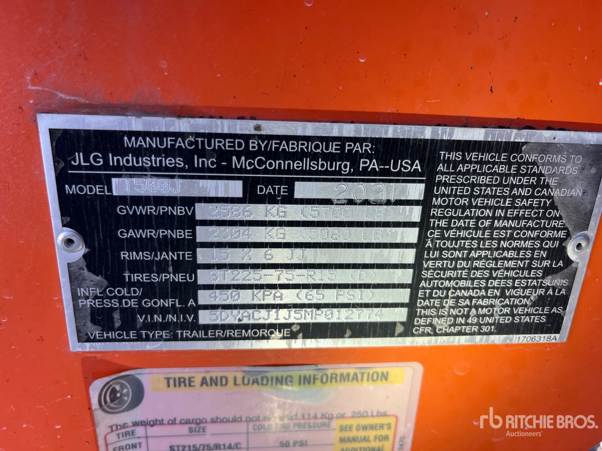 General Appearance with Serial Number / VIN