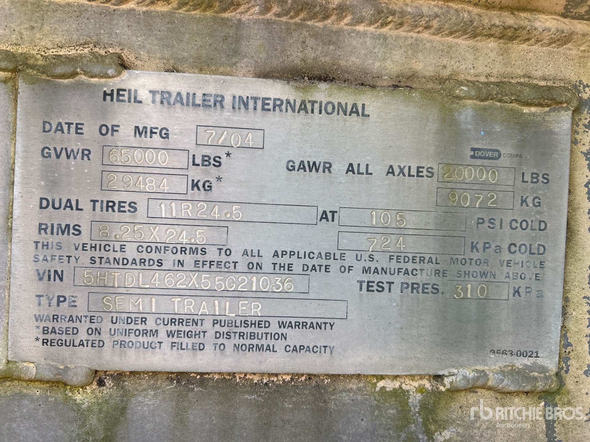 General Appearance with Serial Number / VIN