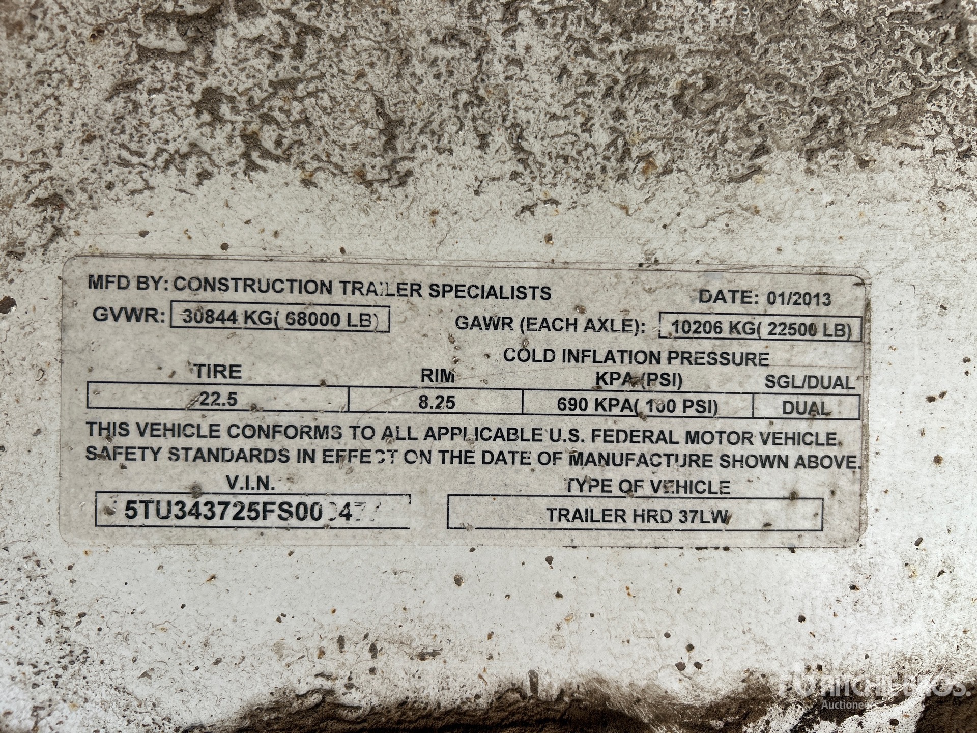 General Appearance with Serial Number / VIN