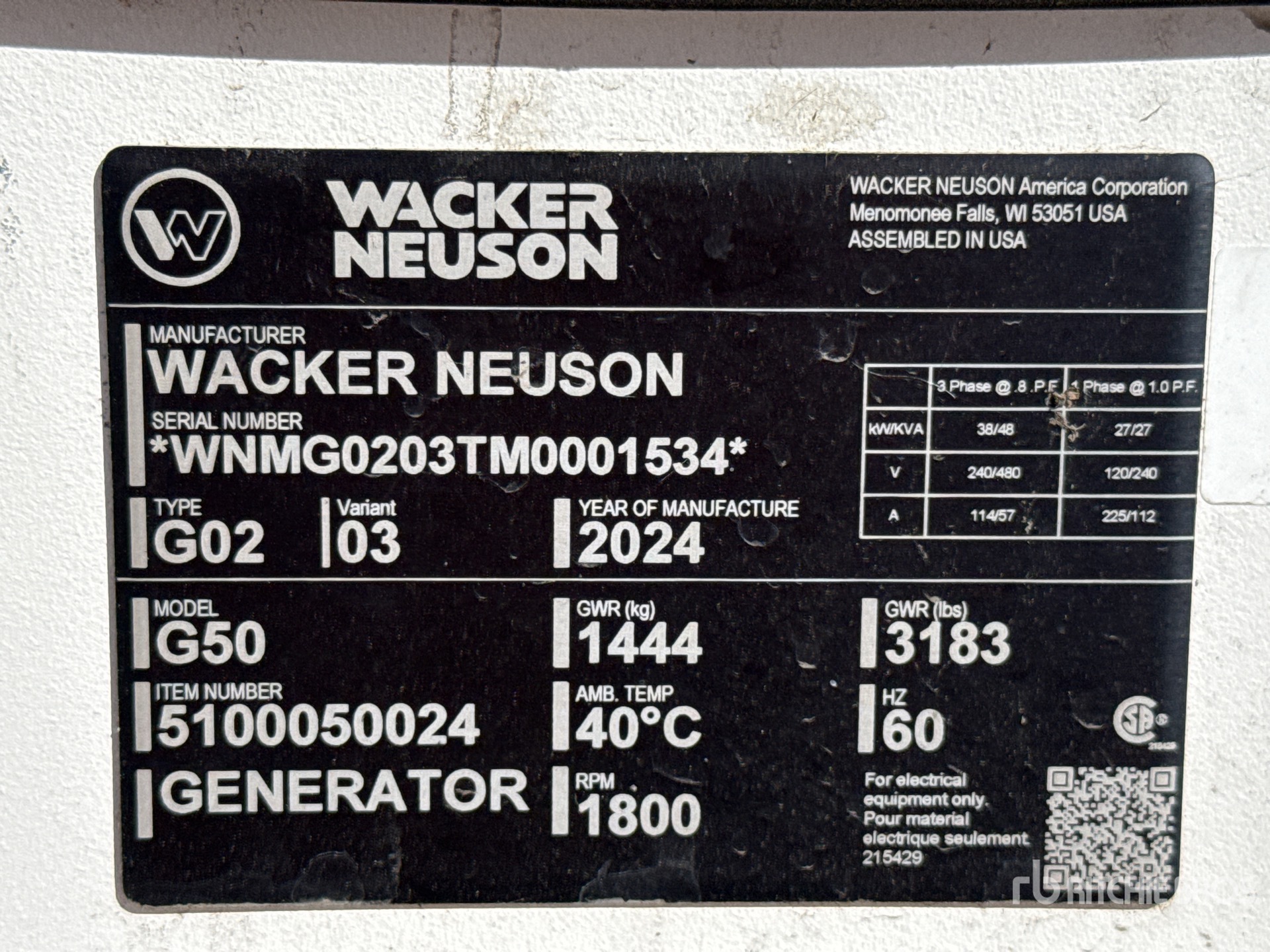 General Appearance with Serial Number / VIN