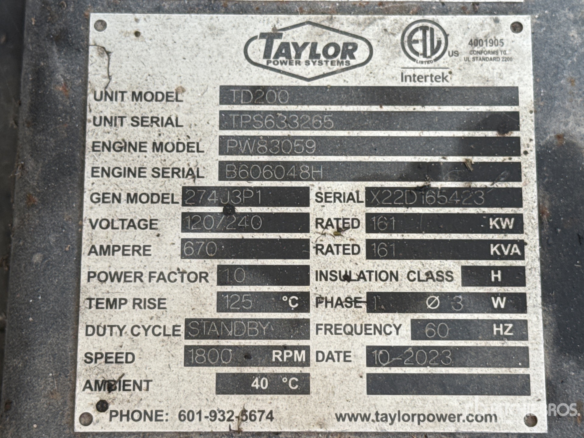 General Appearance with Serial Number / VIN