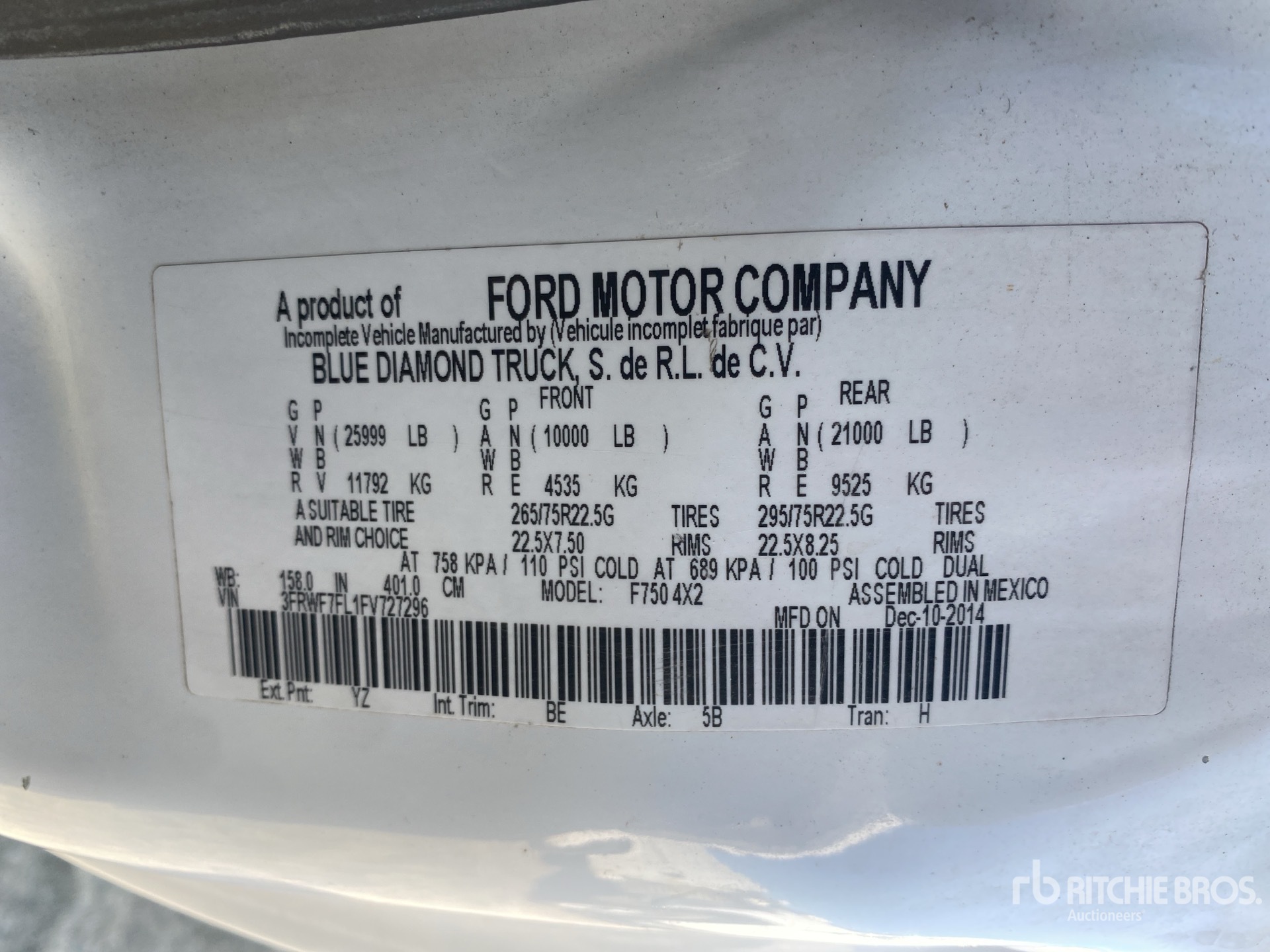 General Appearance with N.º de serie/VIN