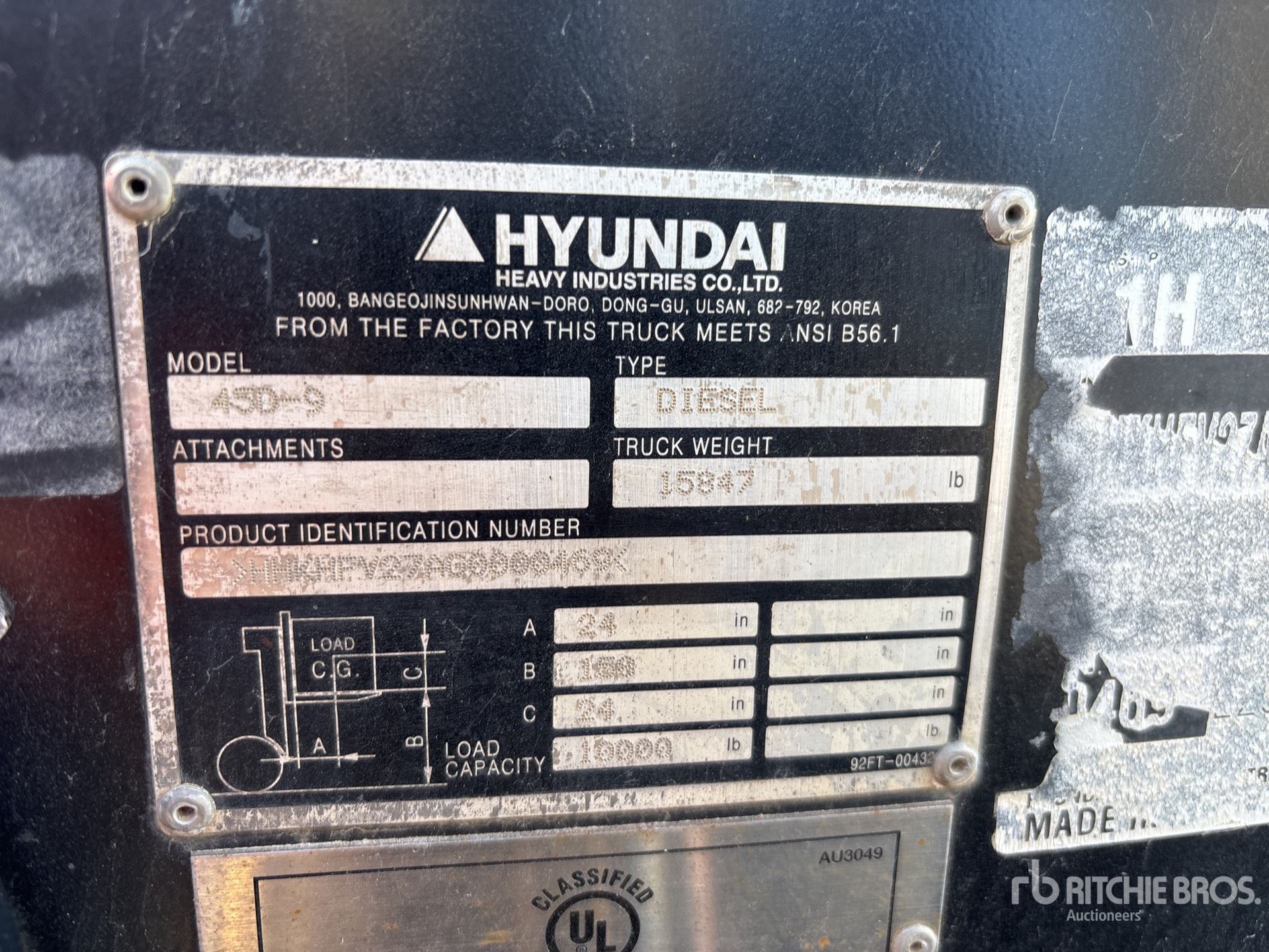 General Appearance with Serial Number / VIN