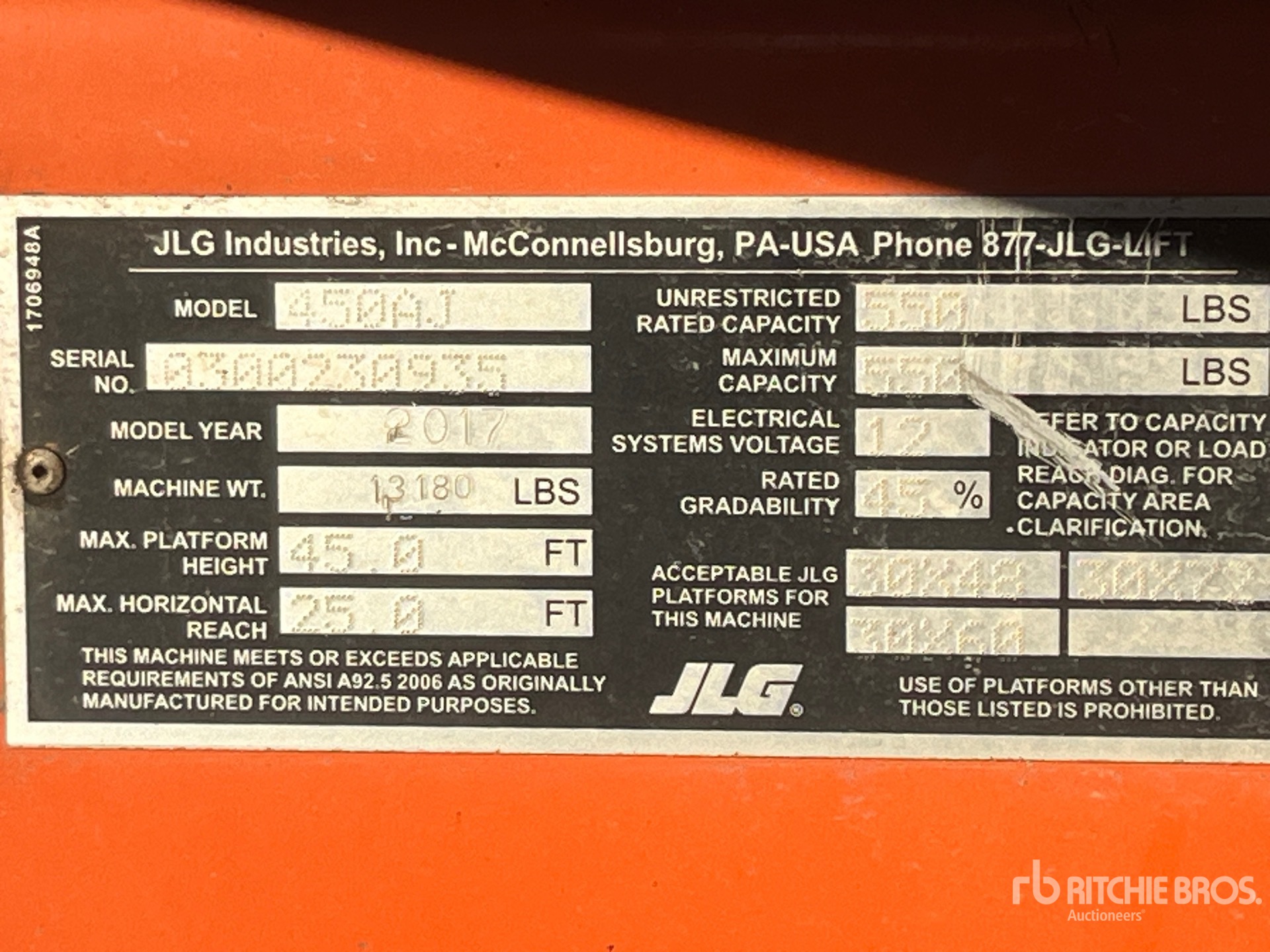 General Appearance with Serial Number / VIN