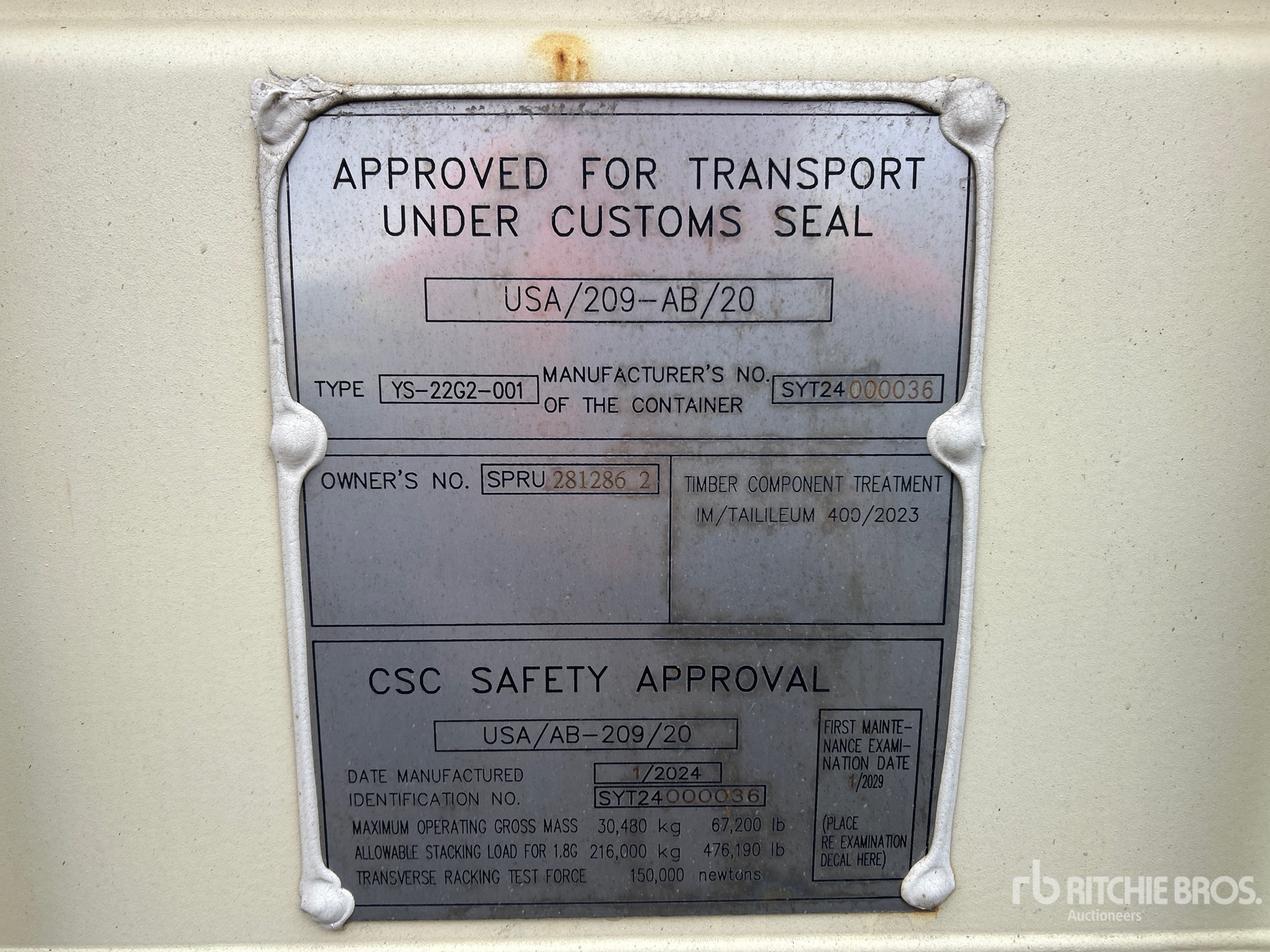 General Appearance with Serial Number / VIN