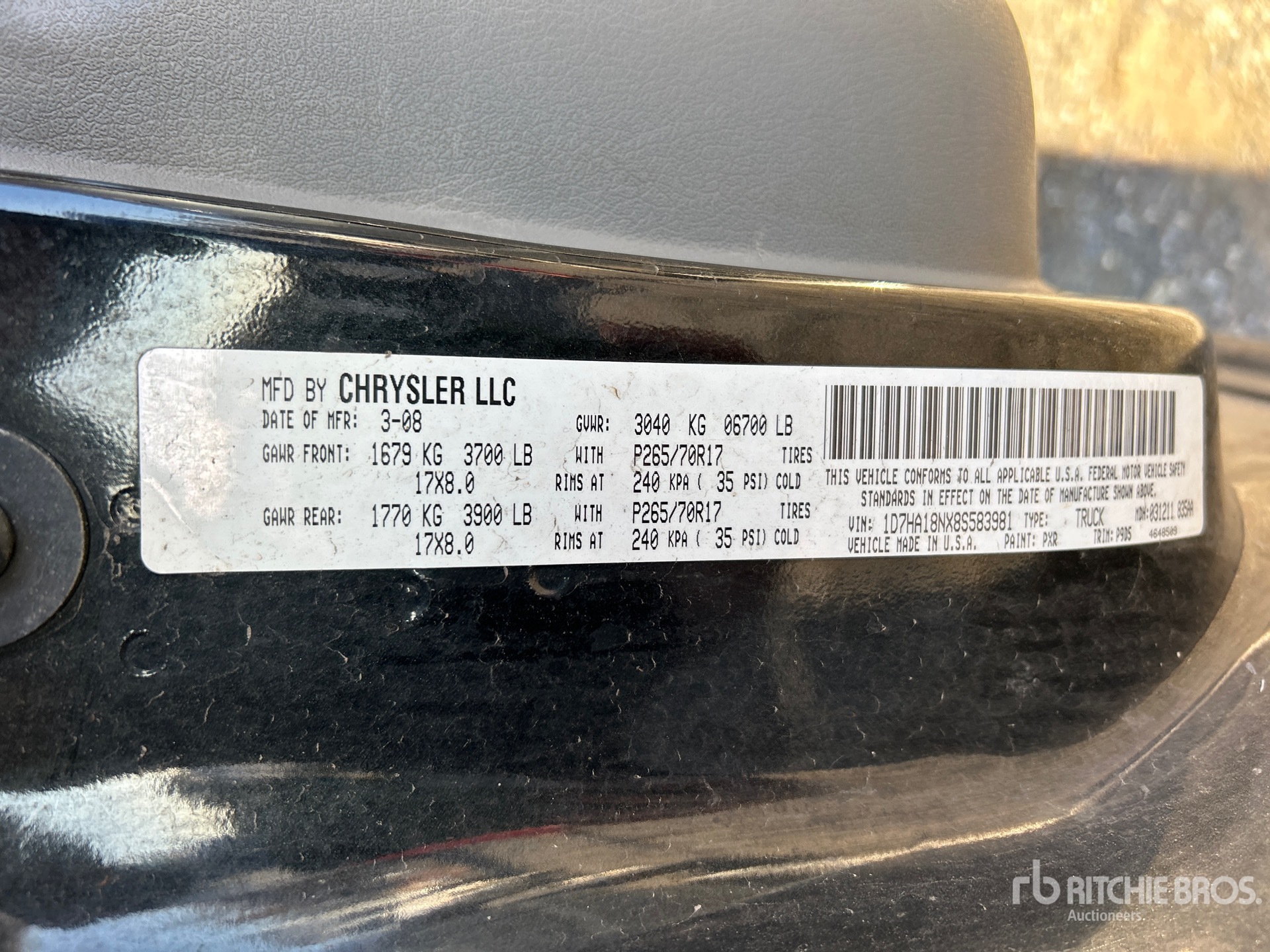 General Appearance with N.º de serie/VIN